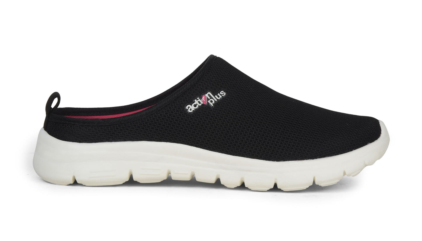 Action Women Black Pink Mules APTW0115BKPK09