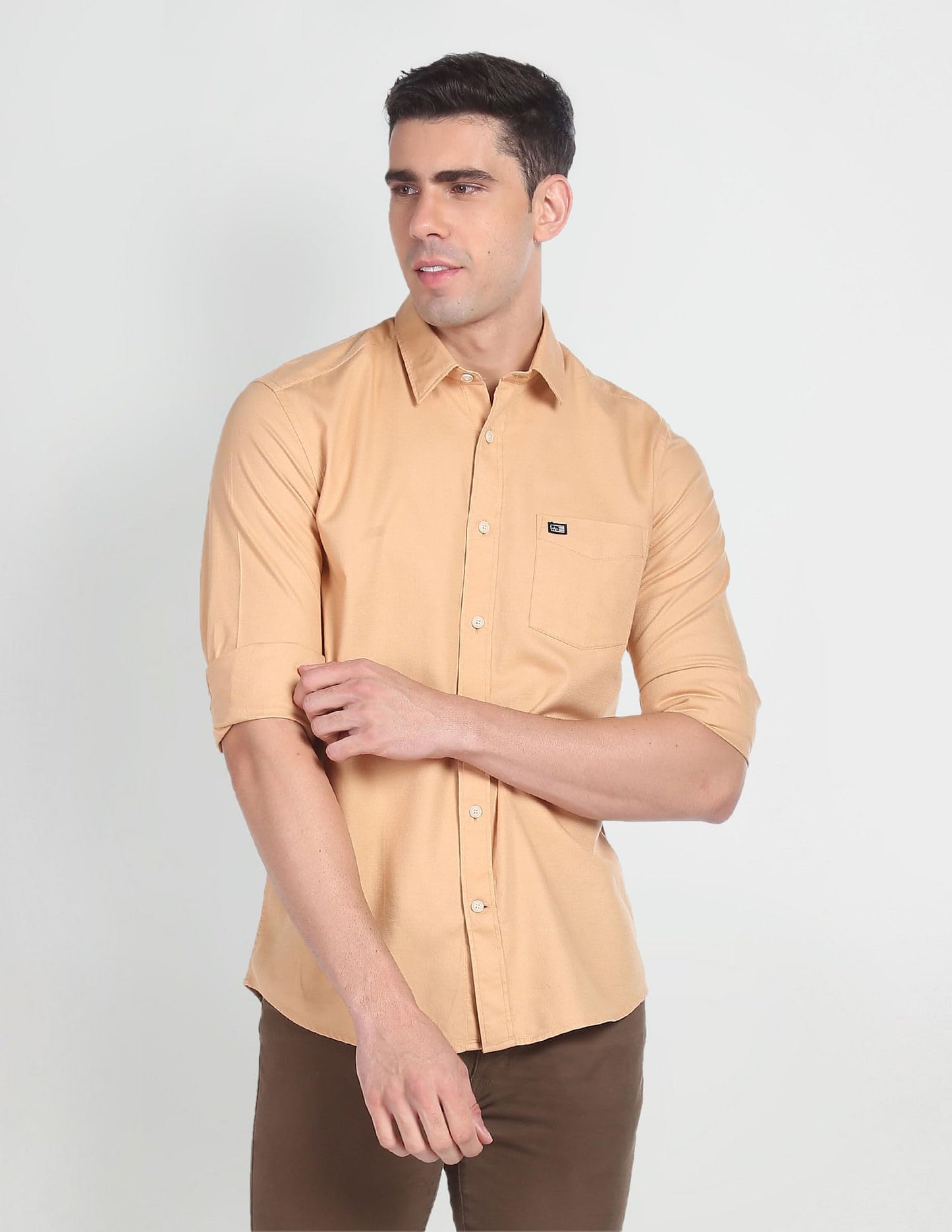 Arrow Men's Structured Full Sleeve Slim Fit Cutaway Collar Cotton Casual Shirt