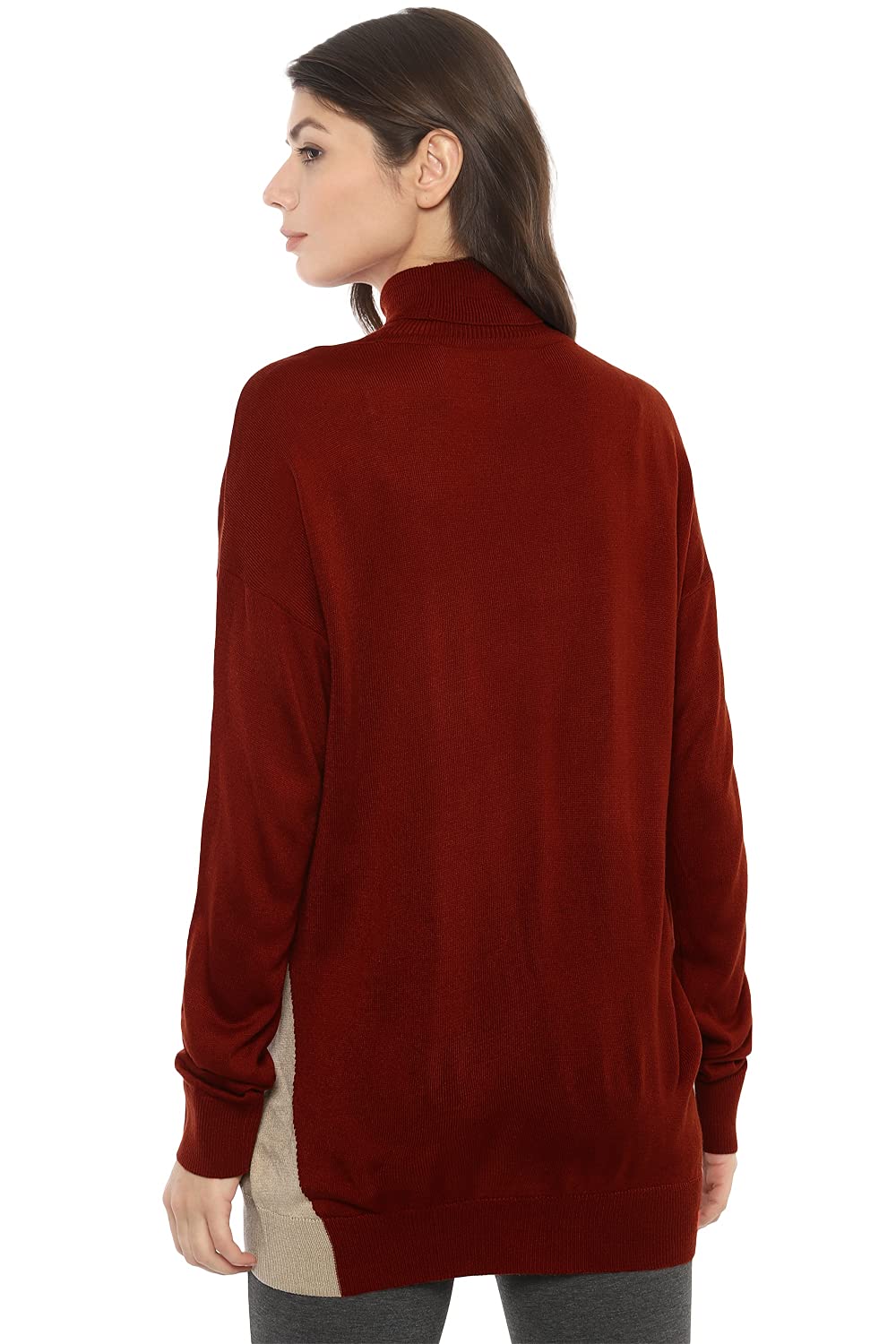 Van Heusen Women's Acrylic Turtle Neck Sweater (VWSWFRGF394326_Maroon_XL)