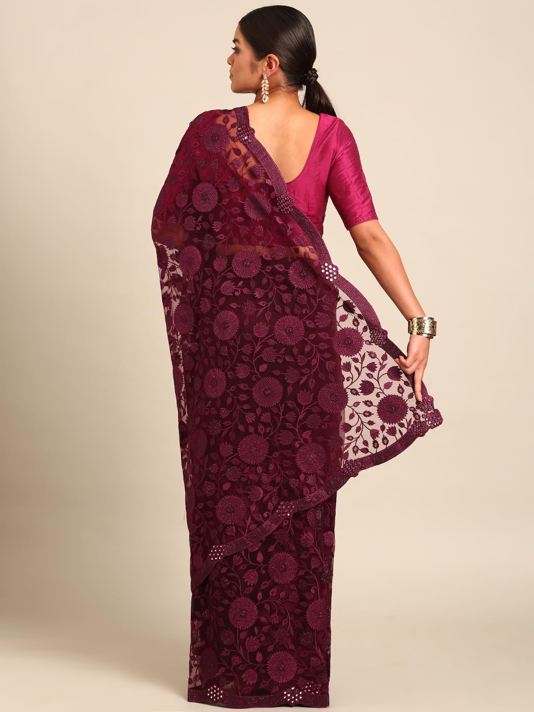 MOHEY Embroidery|Stone Work Saree for Women