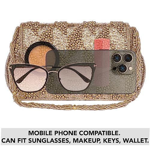 Peora Gold Clutch Purses for Women Handmade Evening Sling Handbag Stylish Bridal Fashion Clutch Bag for Girls (C158G)