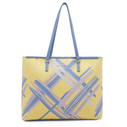 Caprese Renee Tote Large Yellow Bag for Women|Shoulder & Handheld Bag with Spacious Design, Multi-Compartment, Durable, Comfortable Straps for Work, Travel, Shopping & Daily Use