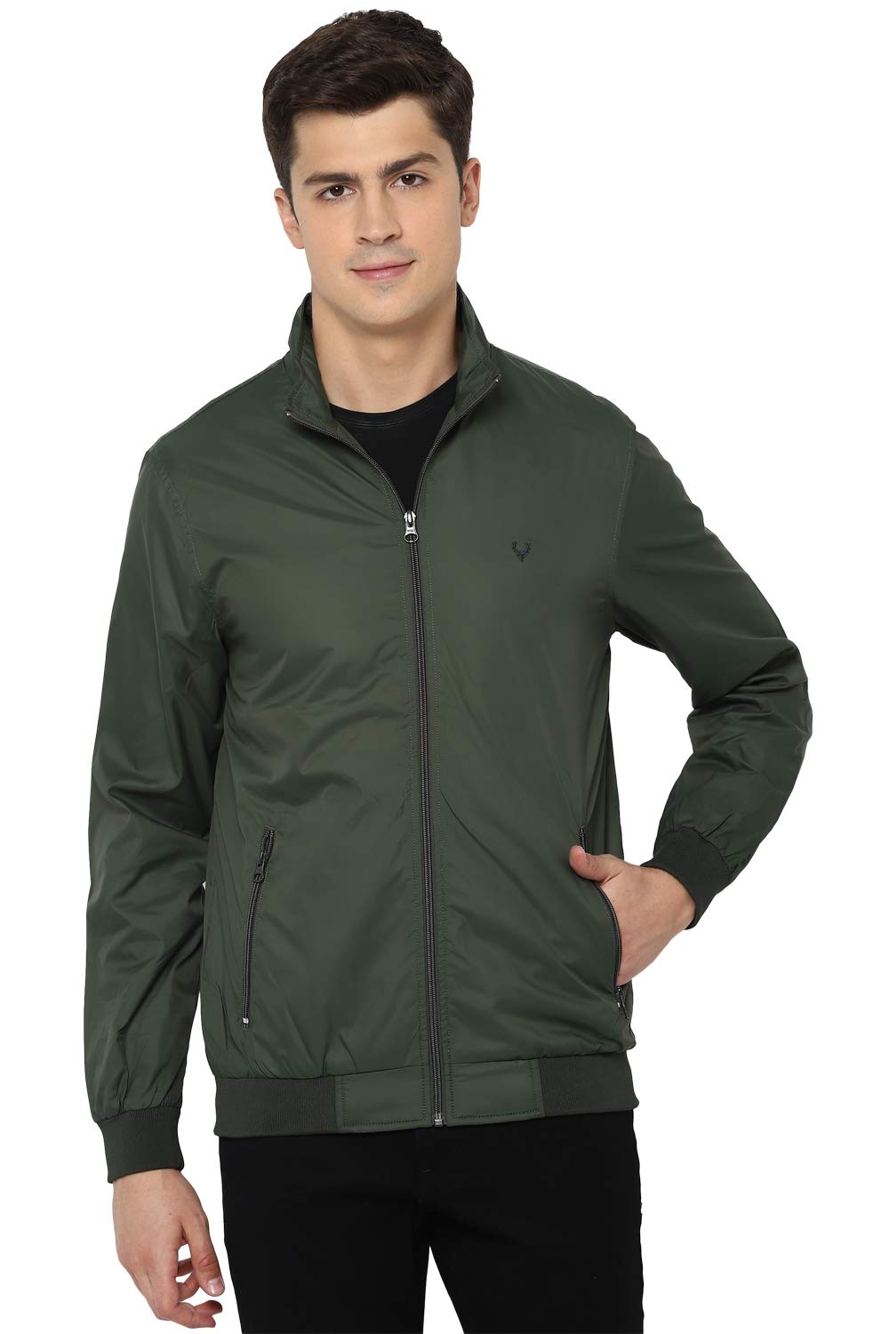 Allen Solly Men's Polyester A-Line Coat (ASJKOBOPY84400_Green_Medium)