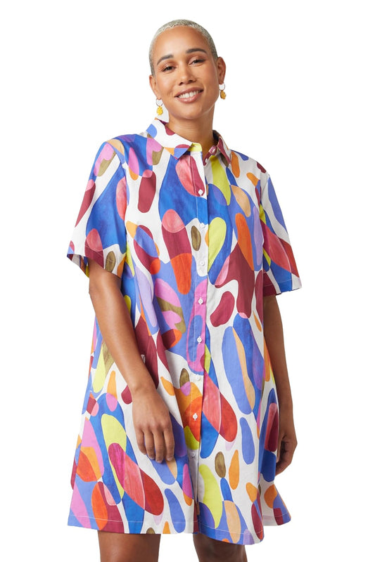 Attire Empire Women Abstract Printed Multi-Color Long Shirt