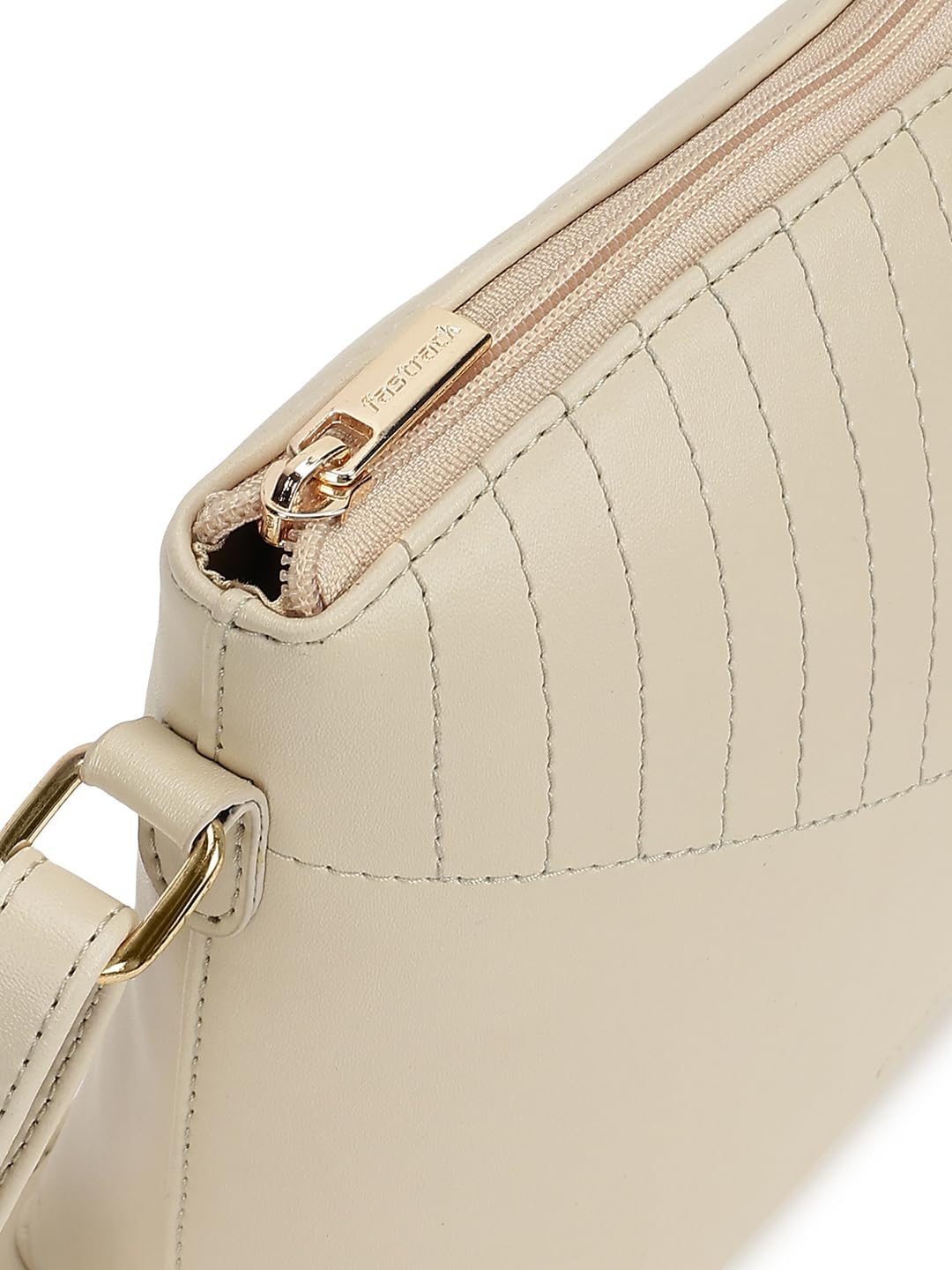 Fastrack Sling | White Faux-Leather Women’s Handbag | Adjustable Strap with Zipper Closure, Spacious Compartment & Stitch Detailing for Everyday Carry
