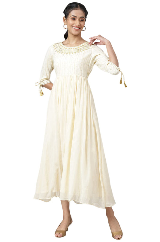 Aurelia Women Anise Flower Viscose Blend Geometric Printed A-Line Dress_22AUA12673-504983_XL