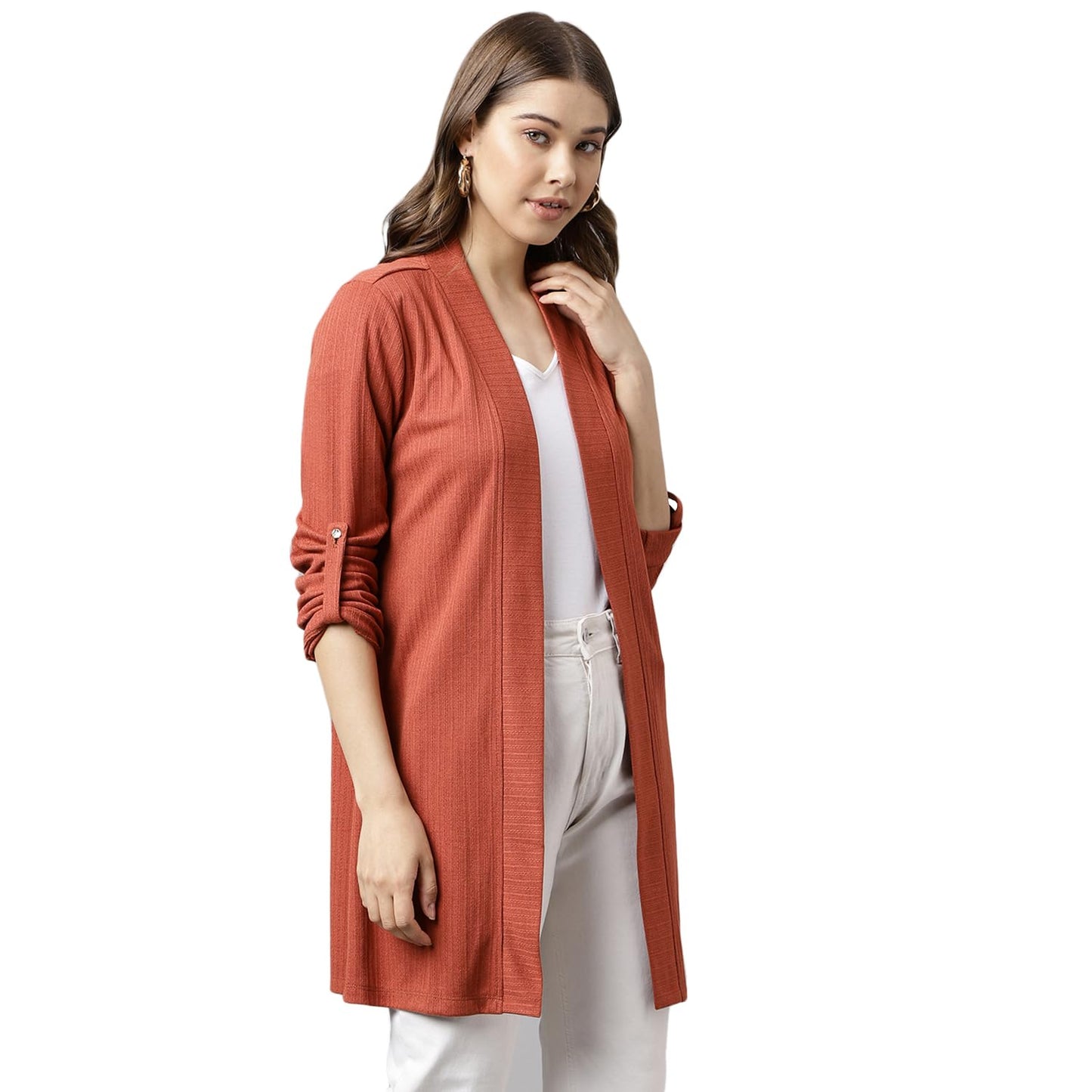 Latin Quarters Women Rust Viscose Rayon Shrug