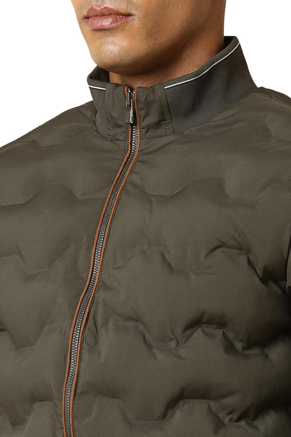 Men Brown Solid Full Sleeves Casual Jacket