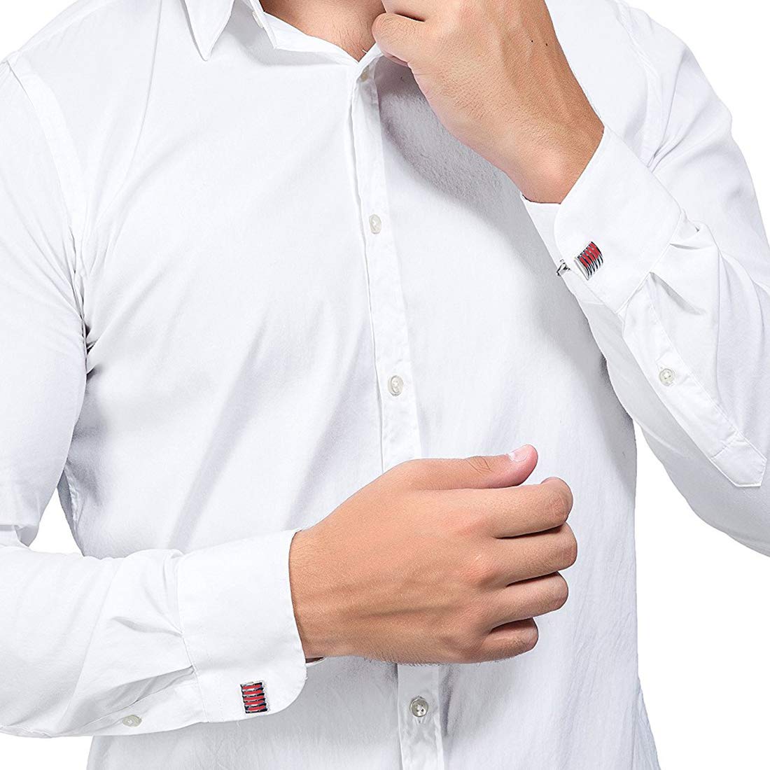 Peora Red Non-Precious Metal Unique Shirt Cufflinks for Men