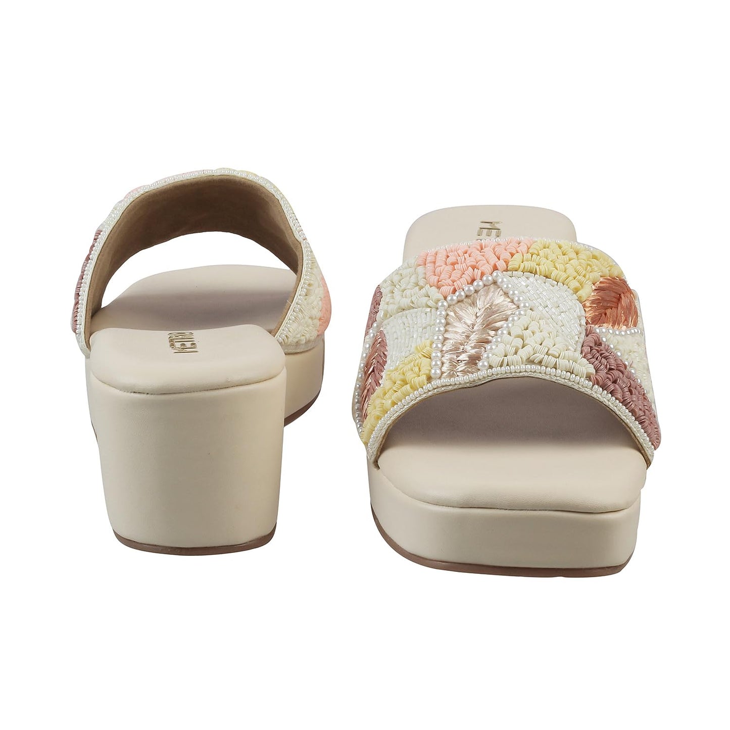 Metro Womens Beaded Beige Slip Ons (Size (6 UK (39 EU))