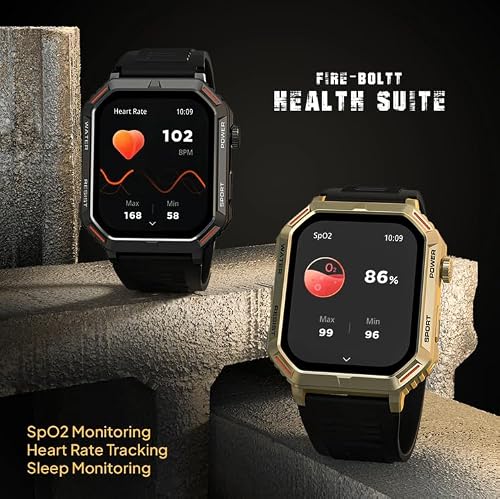 Fire-Boltt Commando 49.5mm (1.95) AMOLED Smart Watch, 123 Sports Modes, Bluetooth Calling Smartwatch (Black)