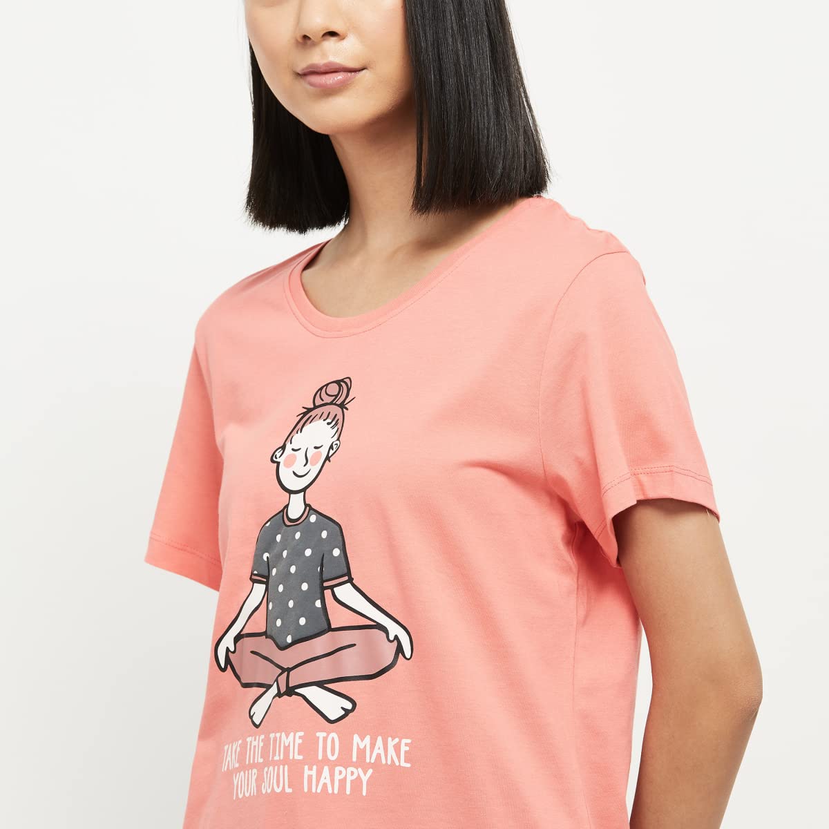 Max Women's Cotton Printed Lounge Sets (SU22CS03_Peach_XL)