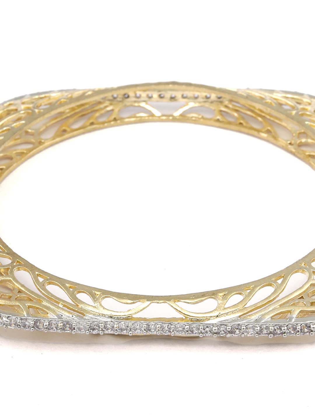 Priyaasi American Diamond Gold Plated Floral Set of 2 Bangle Set for women (2-6)
