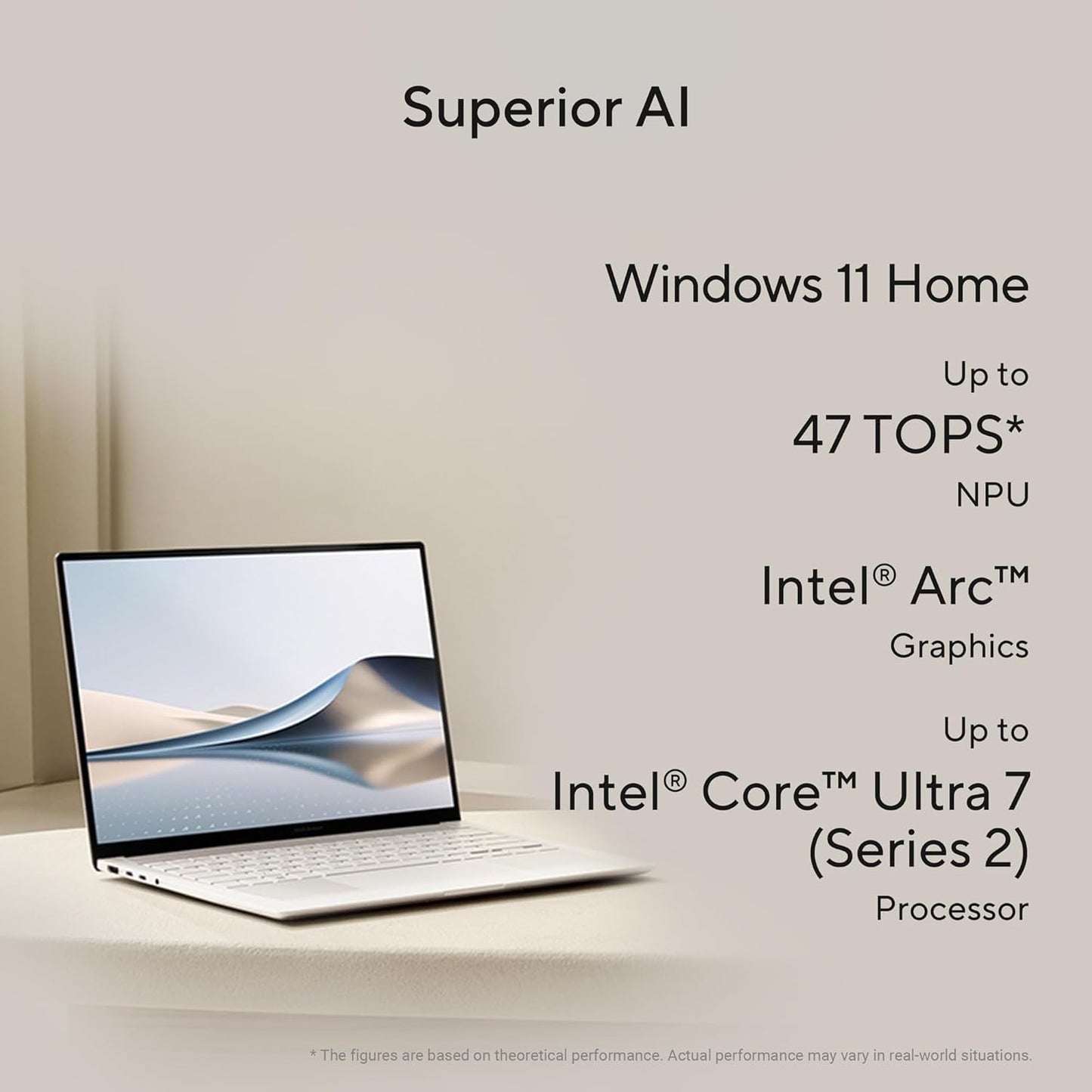 ASUS Zenbook S 14,Intel Core Ultra 7(Series 2),Copilot+ AI PC(Intel Arc iGPU/47TOPS/32GB/1TB/3K OLED Touchscreen/14/Windows 11/M365 Basic (1Year)*/Office Home 2024/White/1.20 kg) UX5406SA-PZ7762WS