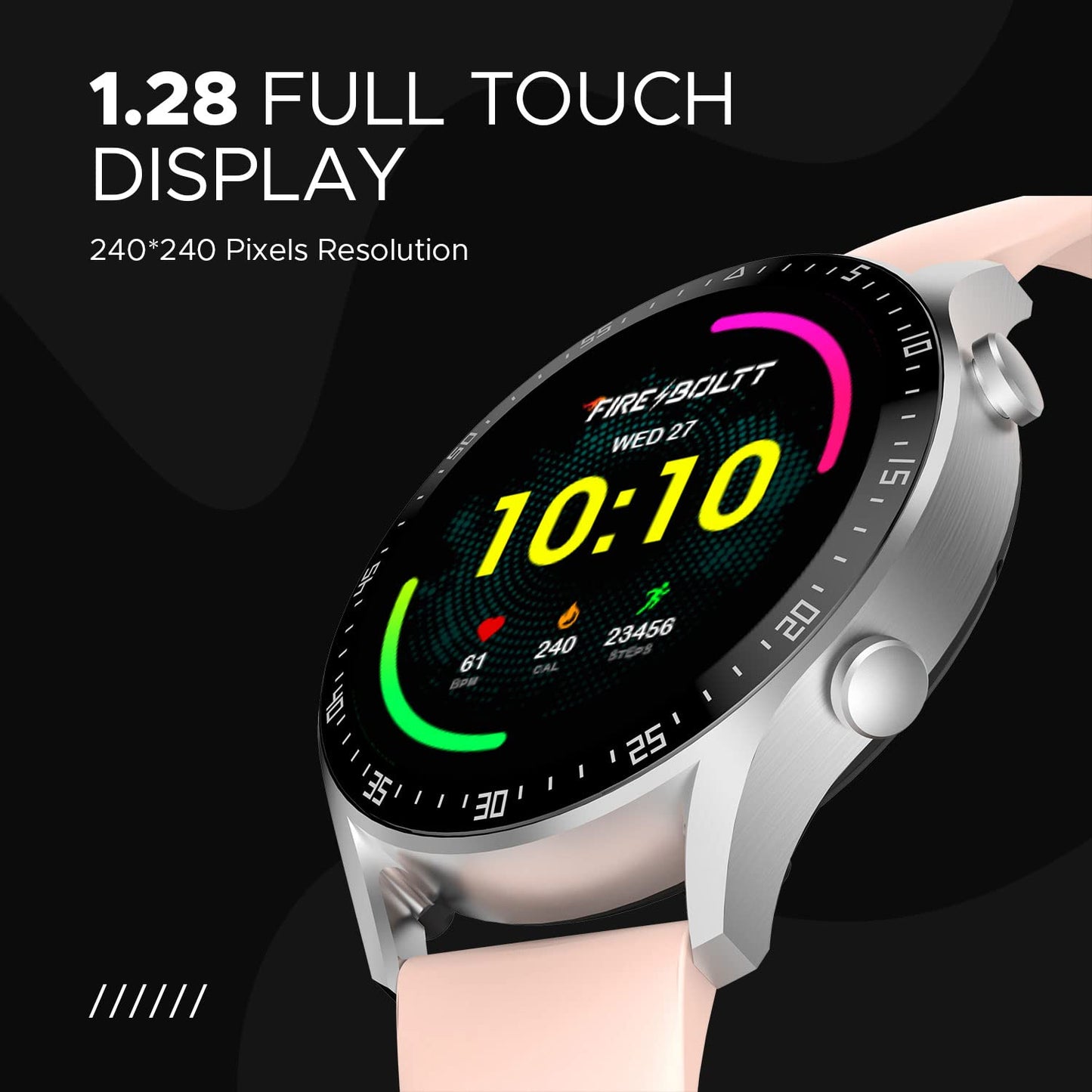 Fire-Boltt Talk 2 Pro Bluetooth Calling Smartwatch, 1.39" TFT Display with Dual Button, Hands On Voice Assistance, 120 Sports Modes, in Built Mic & Speaker (Talk 2, Pink)