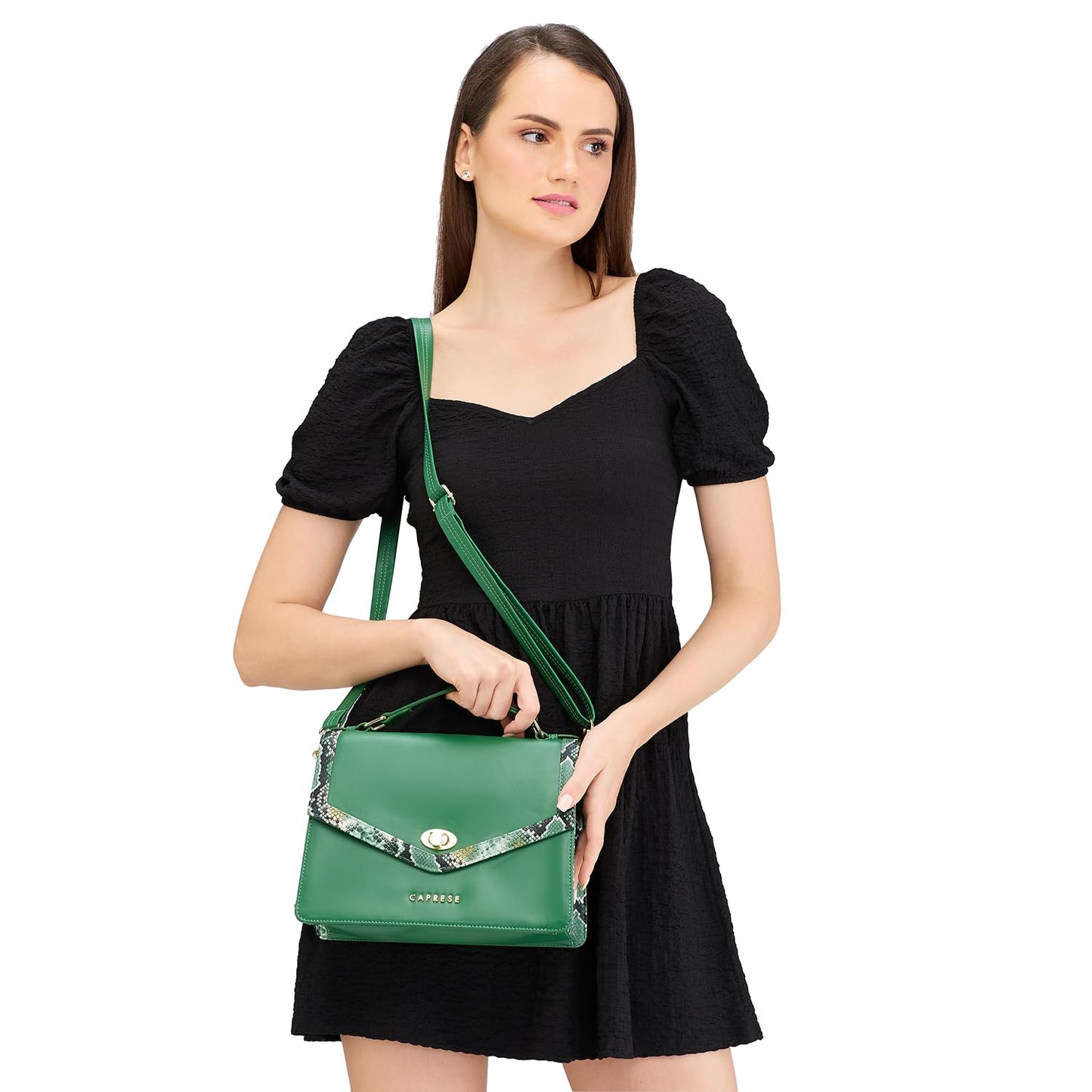 Caprese Oriana Sling Bag for Women (Medium, Dark Green)