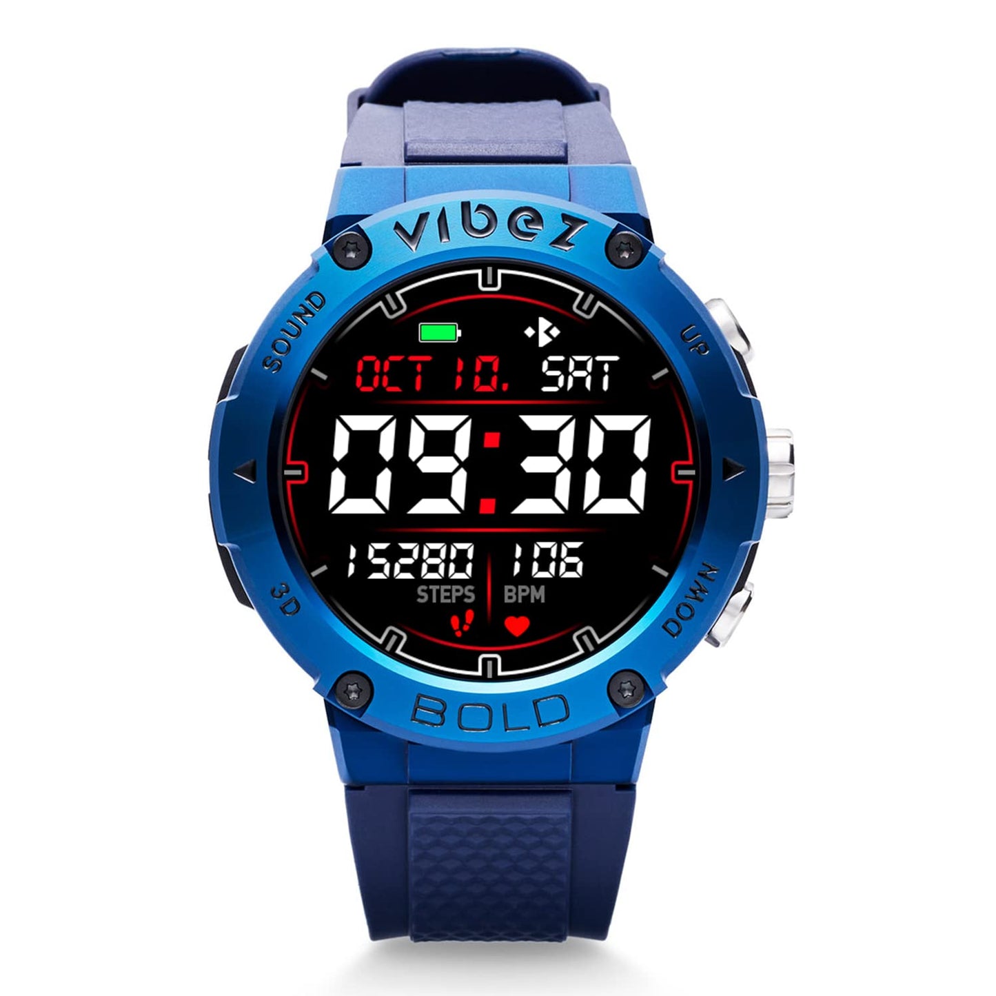 Vibez by Lifelong Bold Smartwatch For Men Bluetooth Calling 1.32" HD Display|24x7 Heart Rate & Blood Oxygen Tracking|Sports Mode|IP67|Sleep Monitor|7 days Battery Backup(VBSWM99, 1 Year Manufacturer Warranty, Blue)