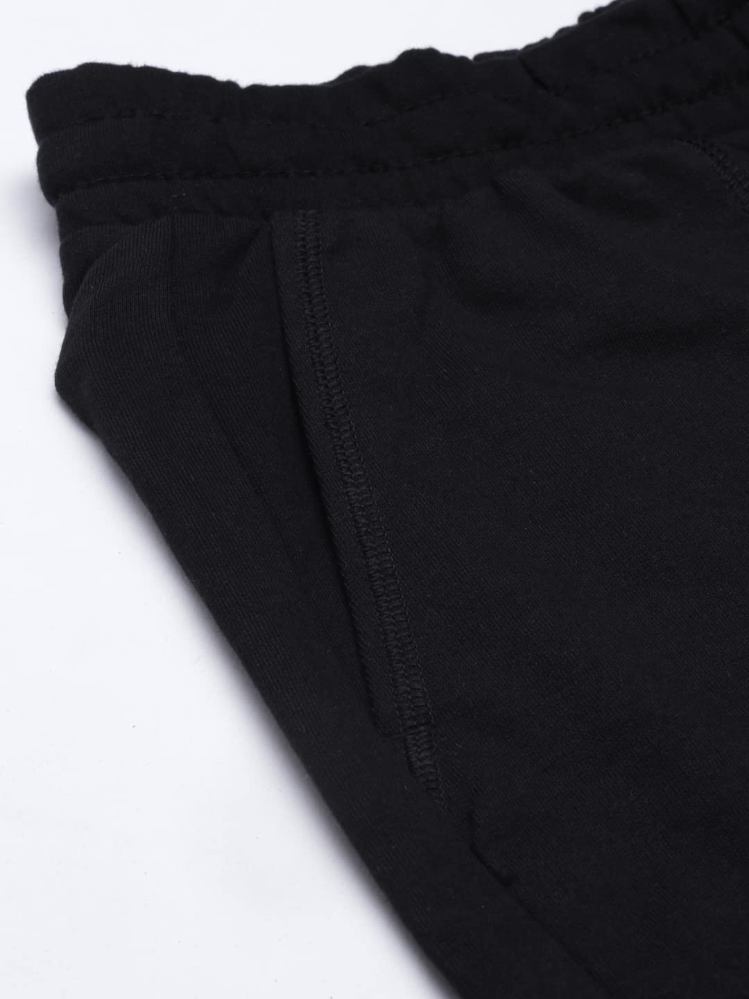 Enamor Essentials Womens Mid Rise Relaxed Fit 100% Cotton Knee Length Shorts Bermuda with Elasticated Waistband and Pockets - E080-(E080_Jet Black_XL)