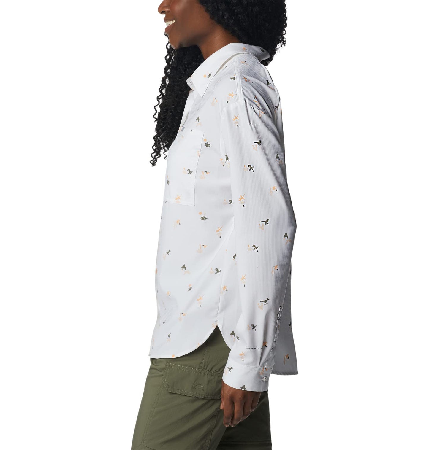Columbia Womens Silver Ridge Utility Patterned Long Sleeve Shirt, White, Baja Blitz, S