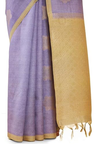 Soch Womens Purple Tussar Silk Saree With Geometric Motifs And Beige Pallu