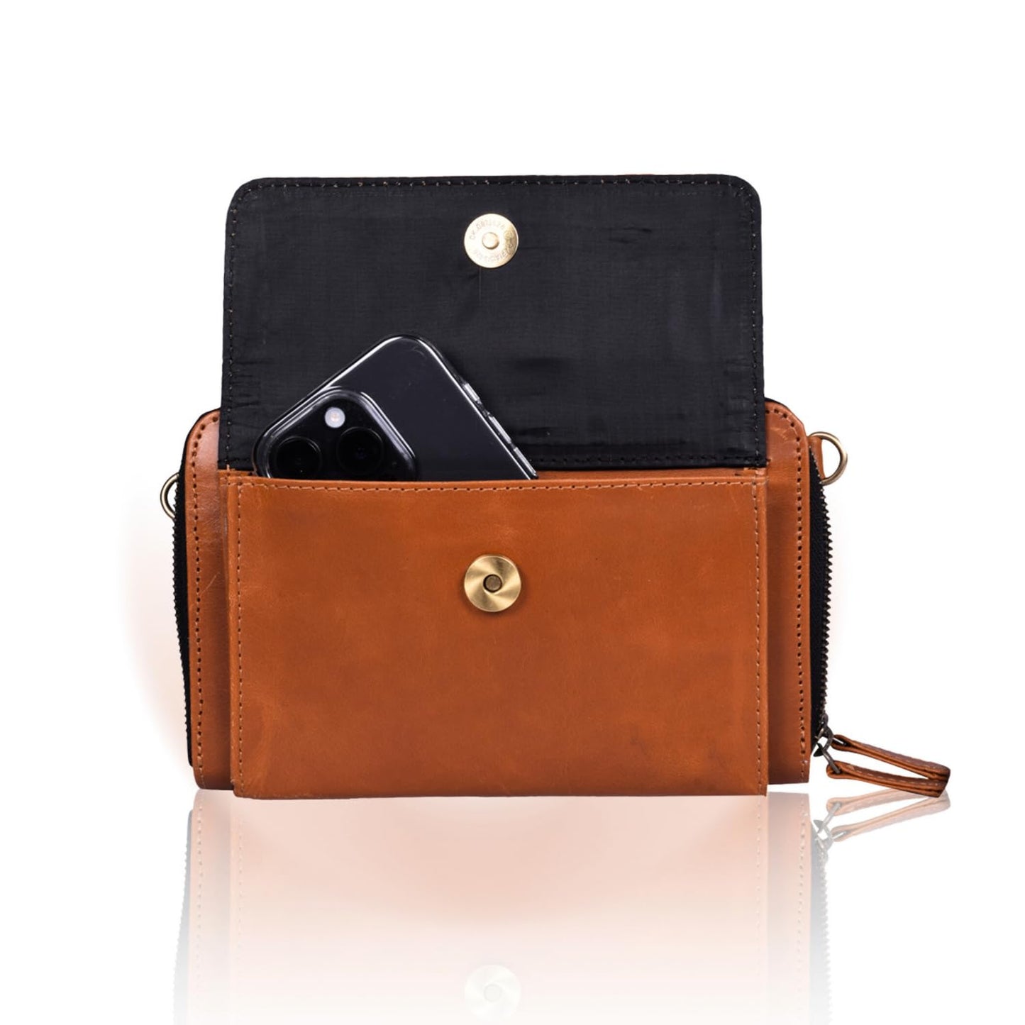 STRUTT VersaCarry 2-in-1 Leather Sling Bag, Women's Mini Wallet, Stylish & Versatile Bag for Teenage Girls, Genuine Leather Cash Wallet with Card Slots, Storage Slots & Detachable Strap - Brown