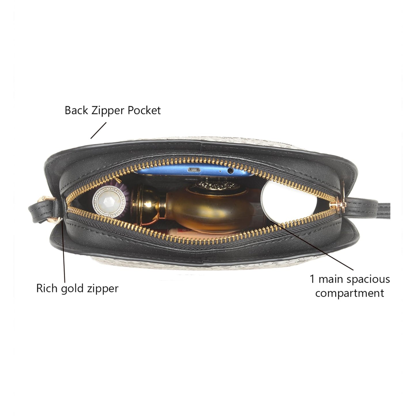 Baggit Women White XS Size Sling Bag | Ladies Stylish Casual Cross Body Purse Handbag