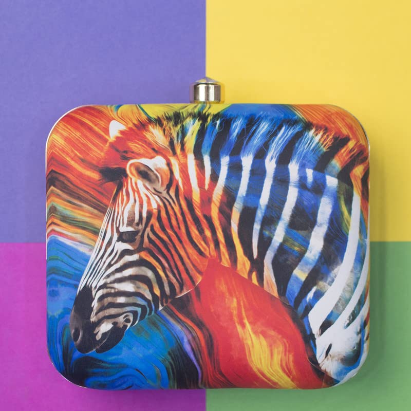 Artklim Colorful Zebra Printed Clutch