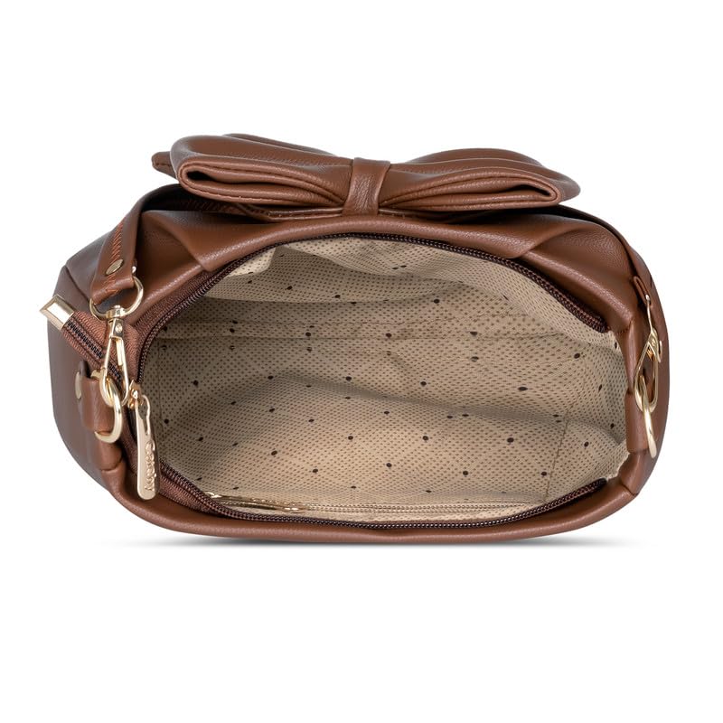 Catchy || Elegant Brown Bow Handbag – Stylish PU Leather Shoulder Bag for Women