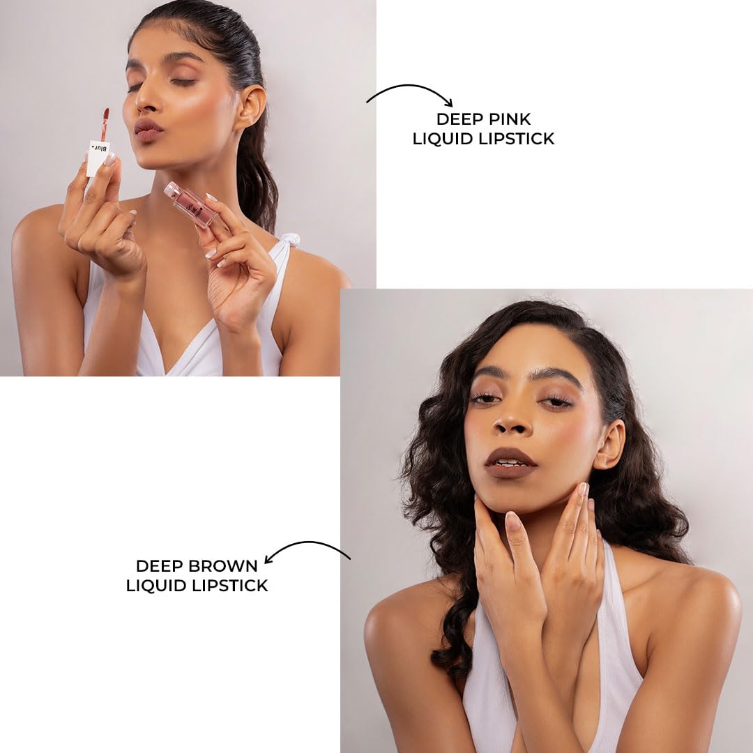 Blur India Mini Call Me Daddy Liquid Lipstick Combo Pack of 2 – Deep Brown & Deep Pink | High Pigment Matte Lipsticks (2.5ml Each)