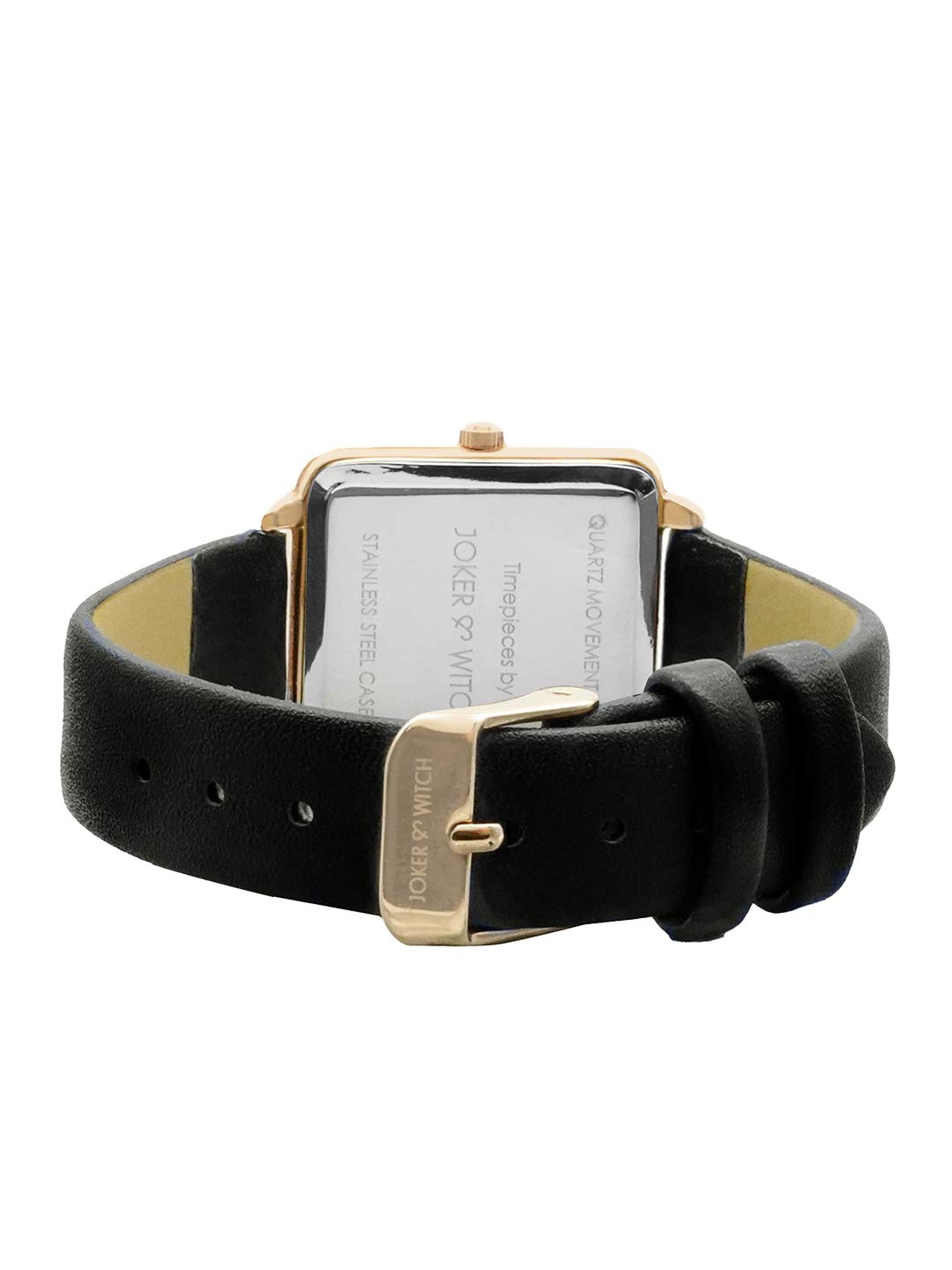 Joker & Witch Leather Double Fudge Analog Watch Bracelet Stack For Women, White Dial, Black Band