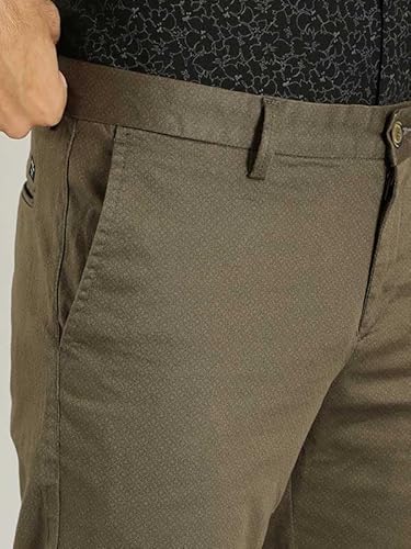 Indian Terrain Men Brooklyn Fit Casual Trouser Olive