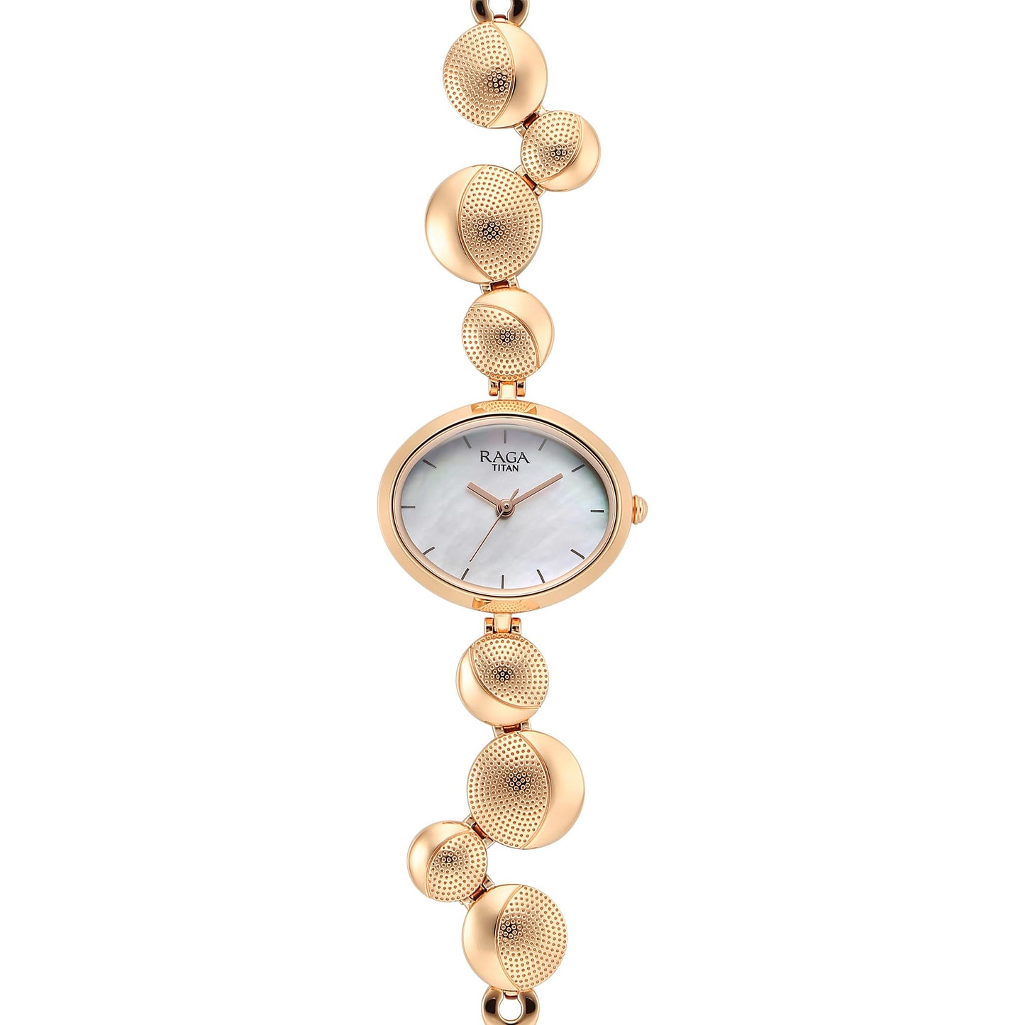Titan Raga Power Pearls Quartz Analog Mother of Pearl Dial Metal Strap Watch for Women-NS2721WM01F