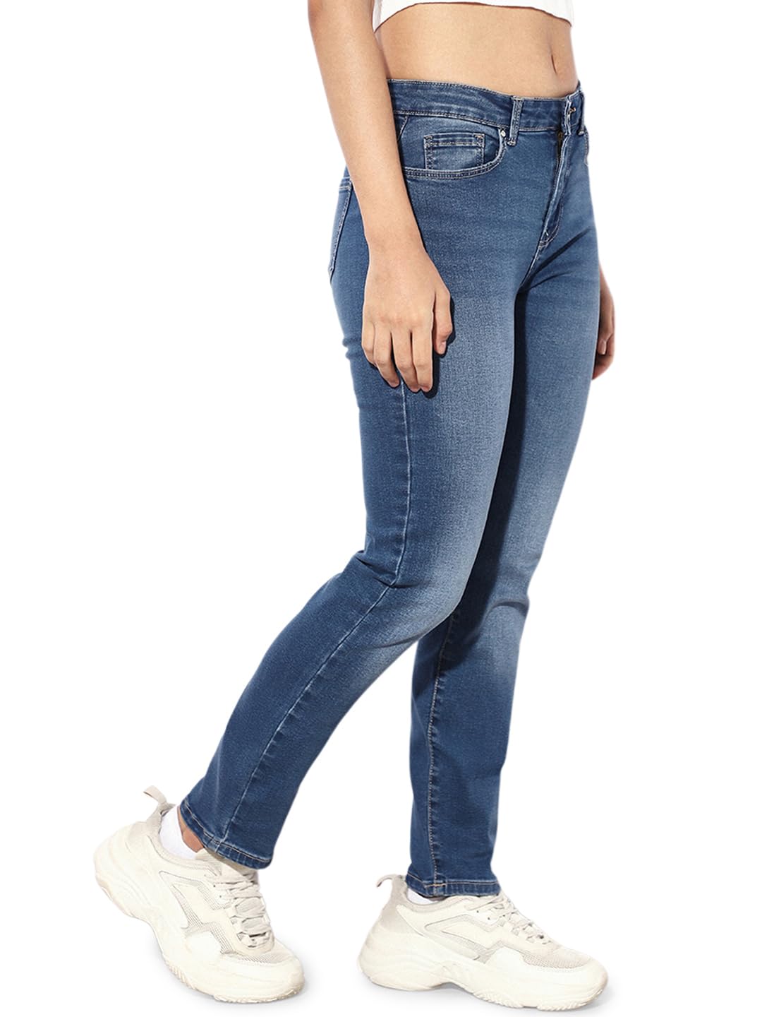ONLY Women's High Rise Slim Jeans Medium Blue Denim