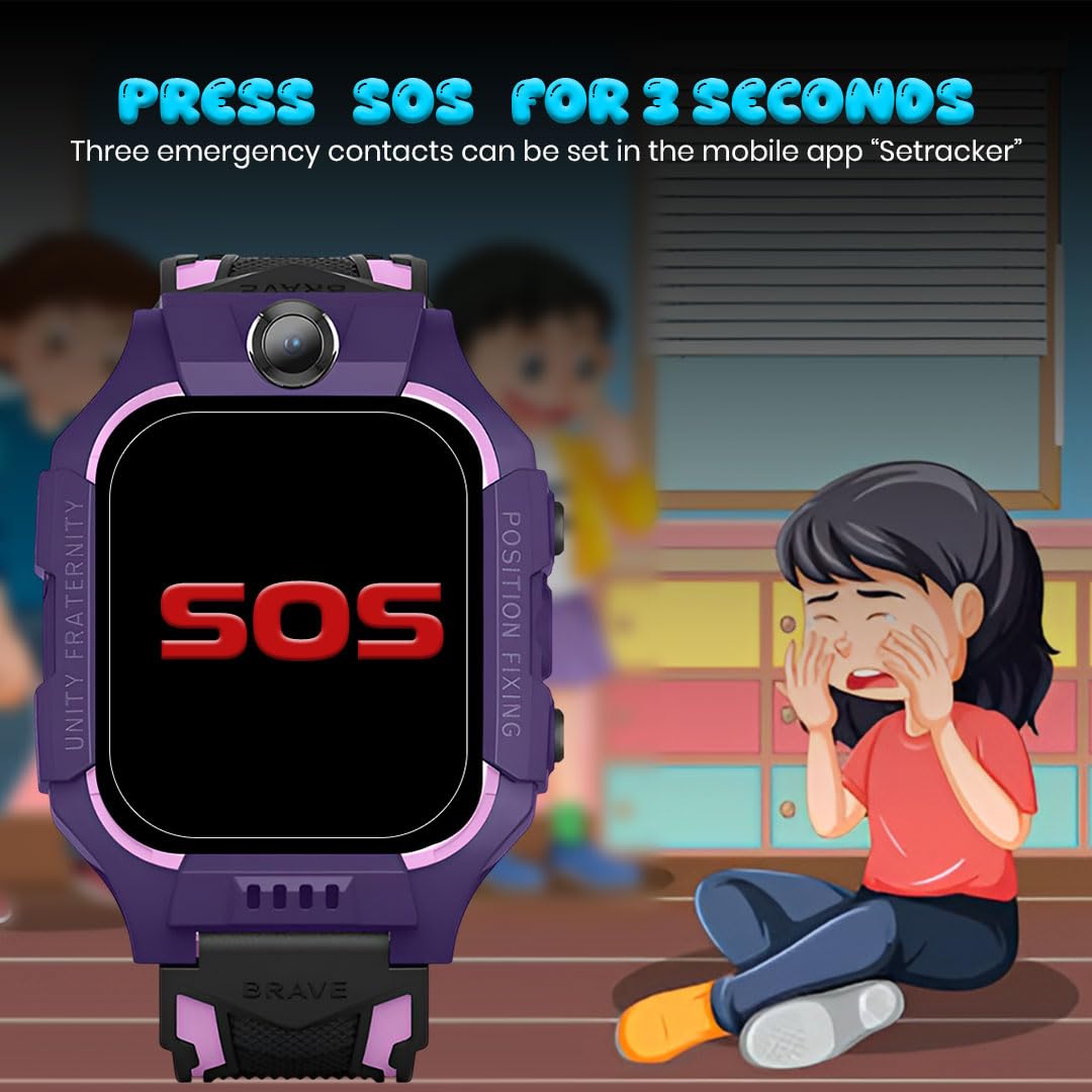 GameSir Q18 Kids Smart Watch, 2G/3G Connectivity, Voice Calling, GPS Tracker, Two-Way Calling, SOS Function, Camera & Water Rasistence, Smartwatch for Kids - Boys & Girls - (Purple)