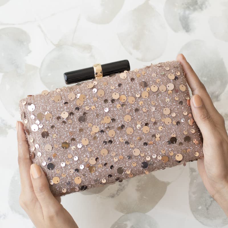 Artklim Beige With A Dazzle Of Sequin Clutch