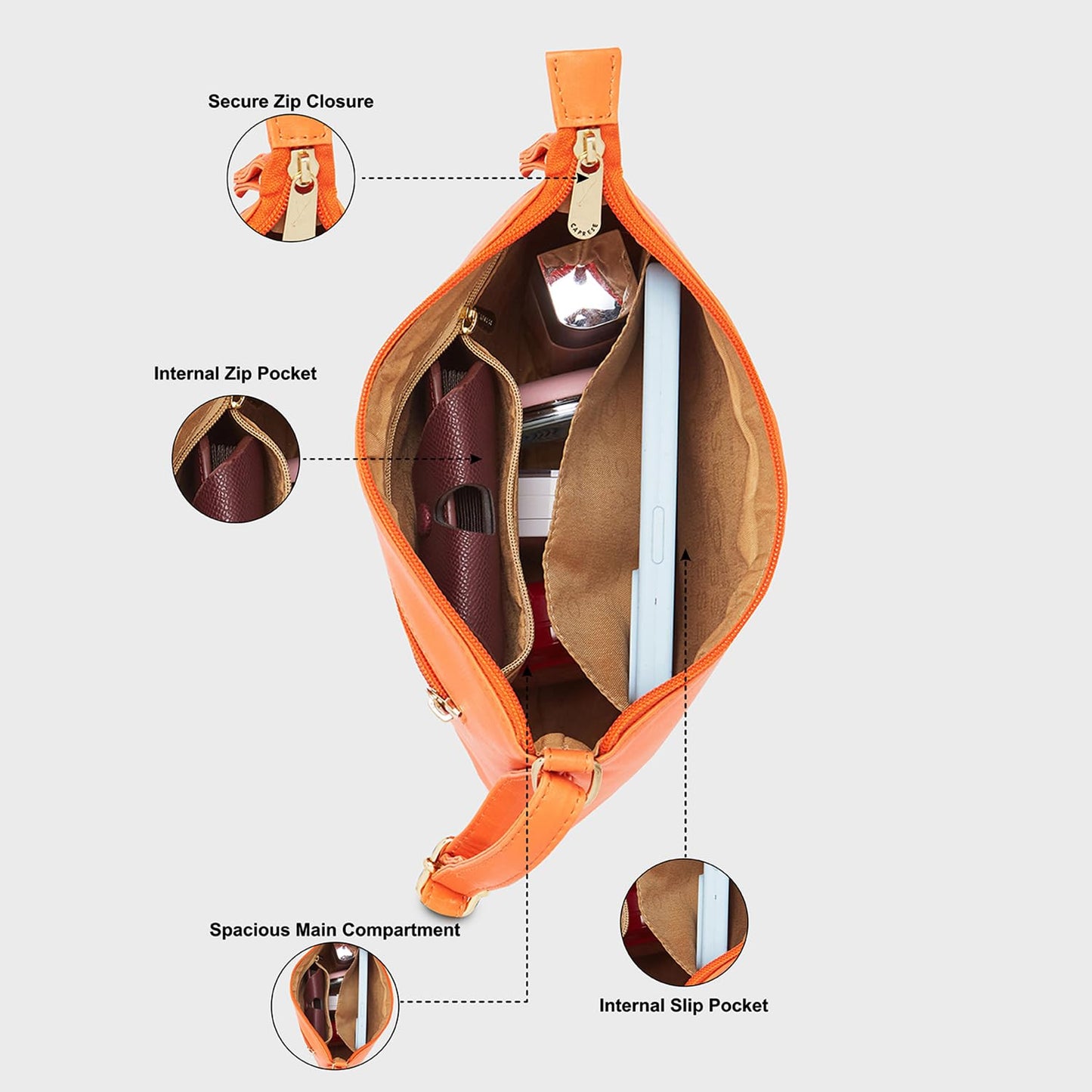 Caprese womens SHYLA SB Small ORANGE Sling Bag