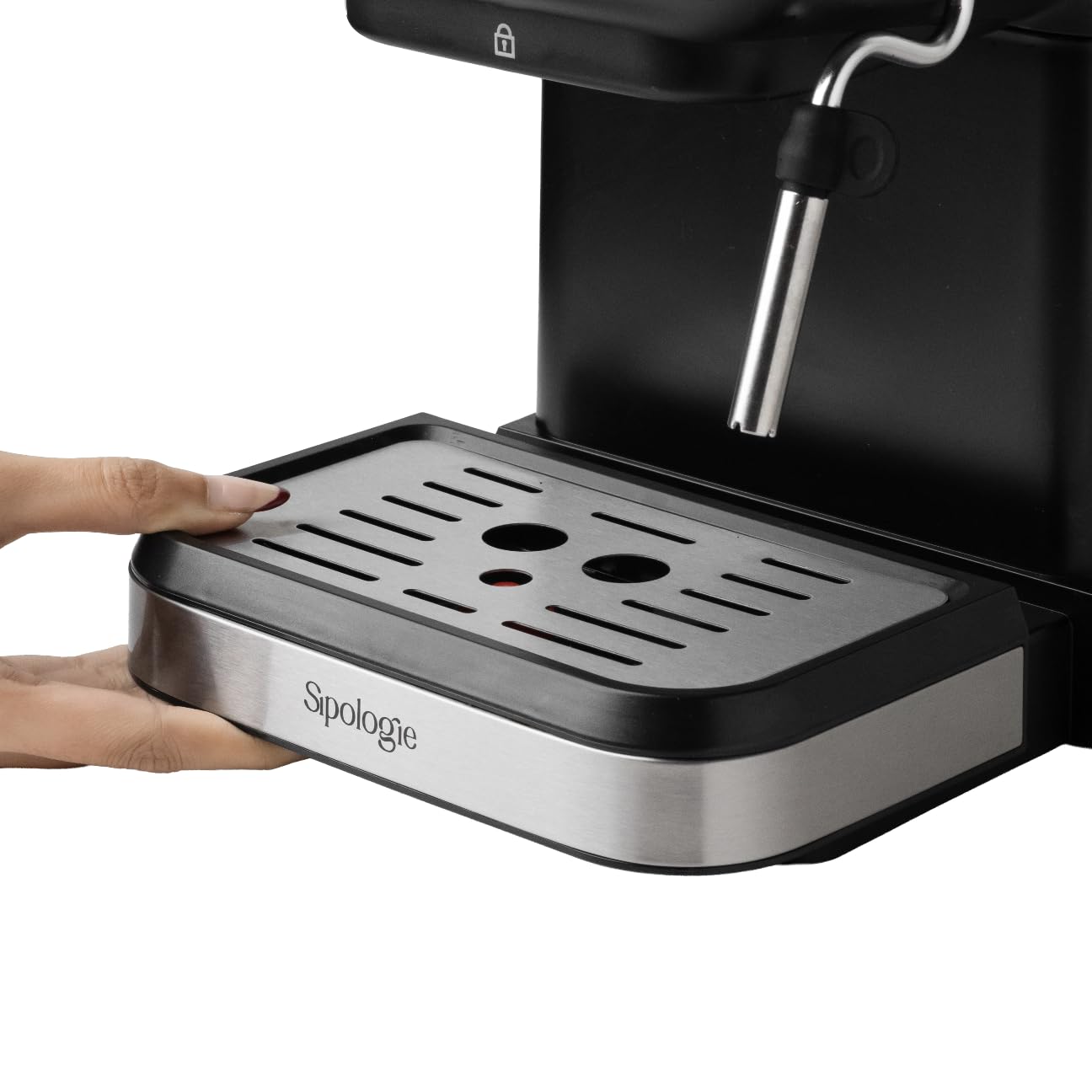 Sipologie Cafe Maestro Espresso Machine, Coffee Maker for Home & Office | Frother Wand for Cappuccino, Latte & Espresso | Stainless Steel, Easy to Use & Clean