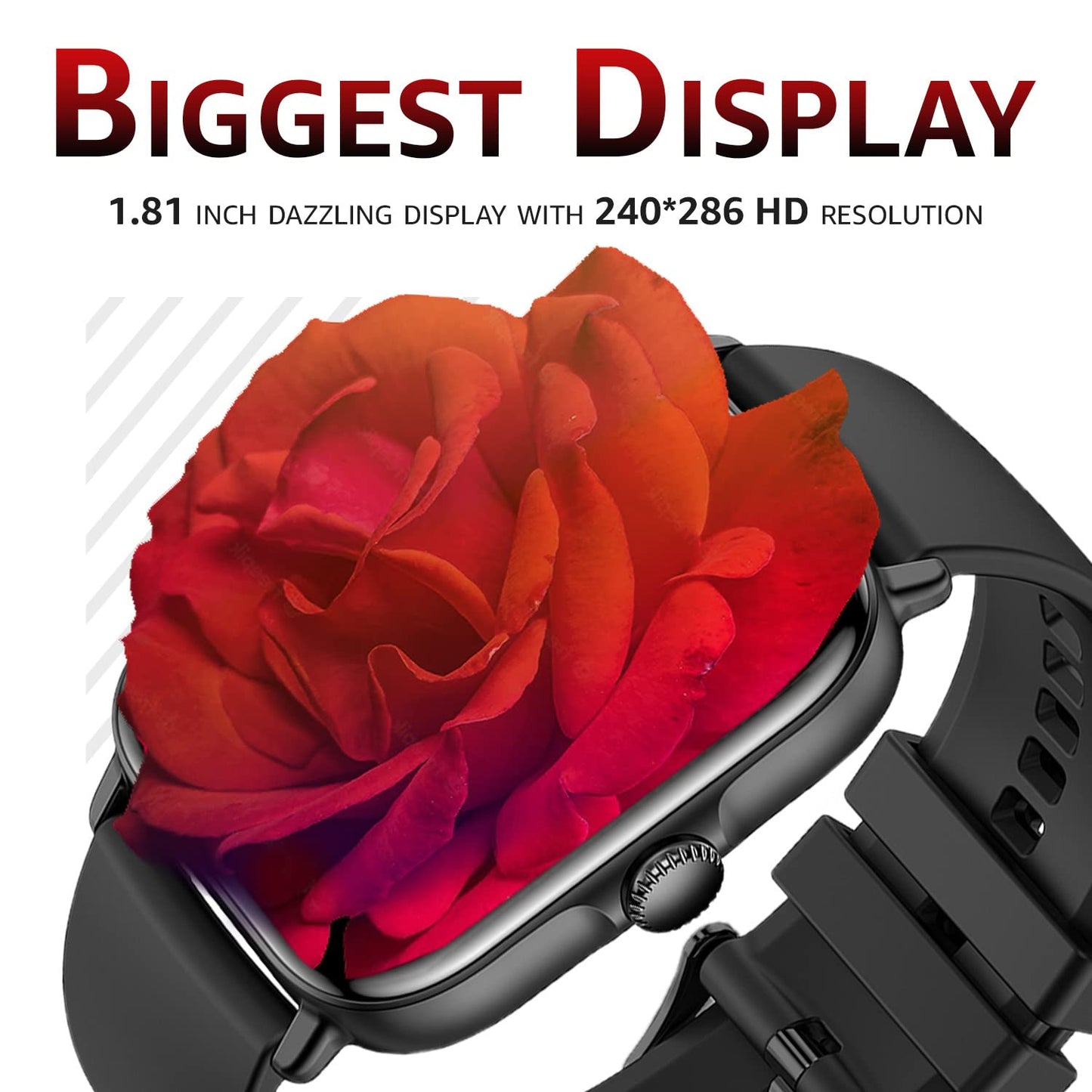 Maxima Silicone Smartwatch Unisex Watch Max Pro Bold Advanced Bluetooth Calling with AAC Speakers & 1.81" HD Display, AI Voice Assistant, HRM, SpO2 & Sleep Monitoring (Black Dial Black Colored Strap)