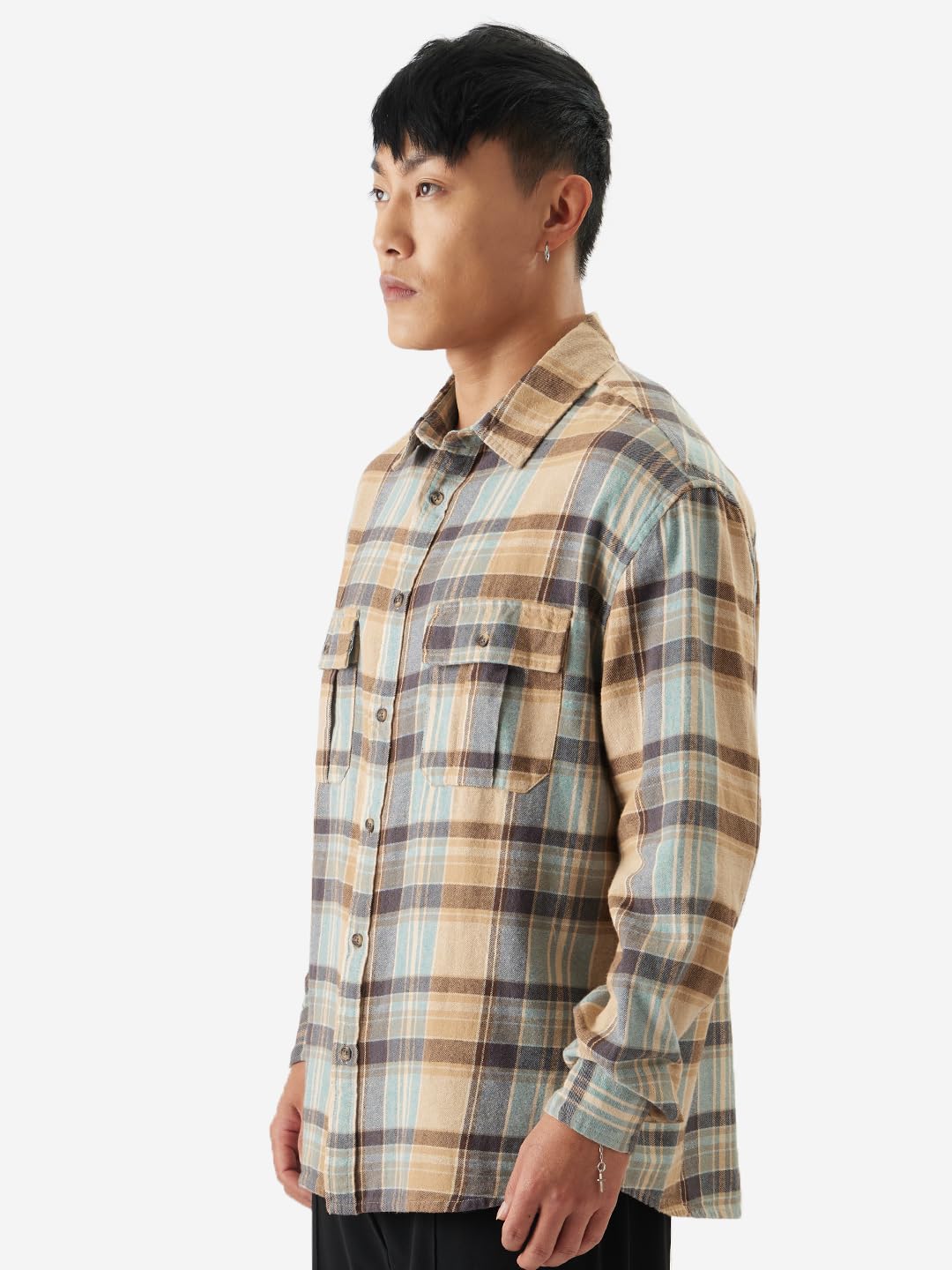 The Souled Store Plaid: Seaport Men and Boys Long Sleeve Button Front Regular Fit Utility Shirts