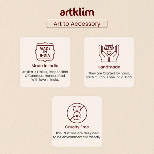 Artklim Embroidered Clutch Bag For Women With Detachable Strap (Multicolor 3)