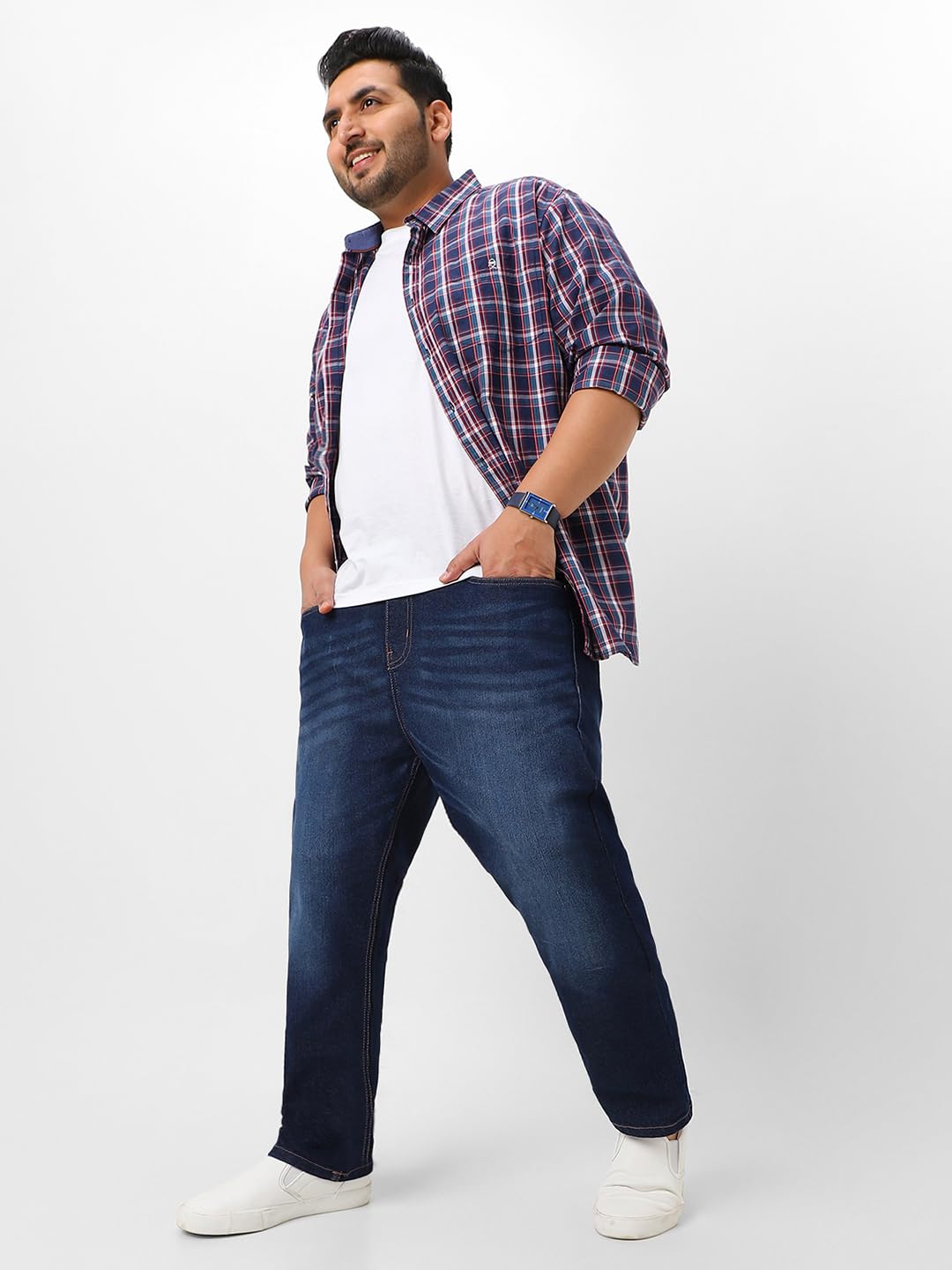 Urbano Plus Men's Dark Blue Regular Fit Washed Jeans Stretchable (plusavwhskrwhip-dblu-44)