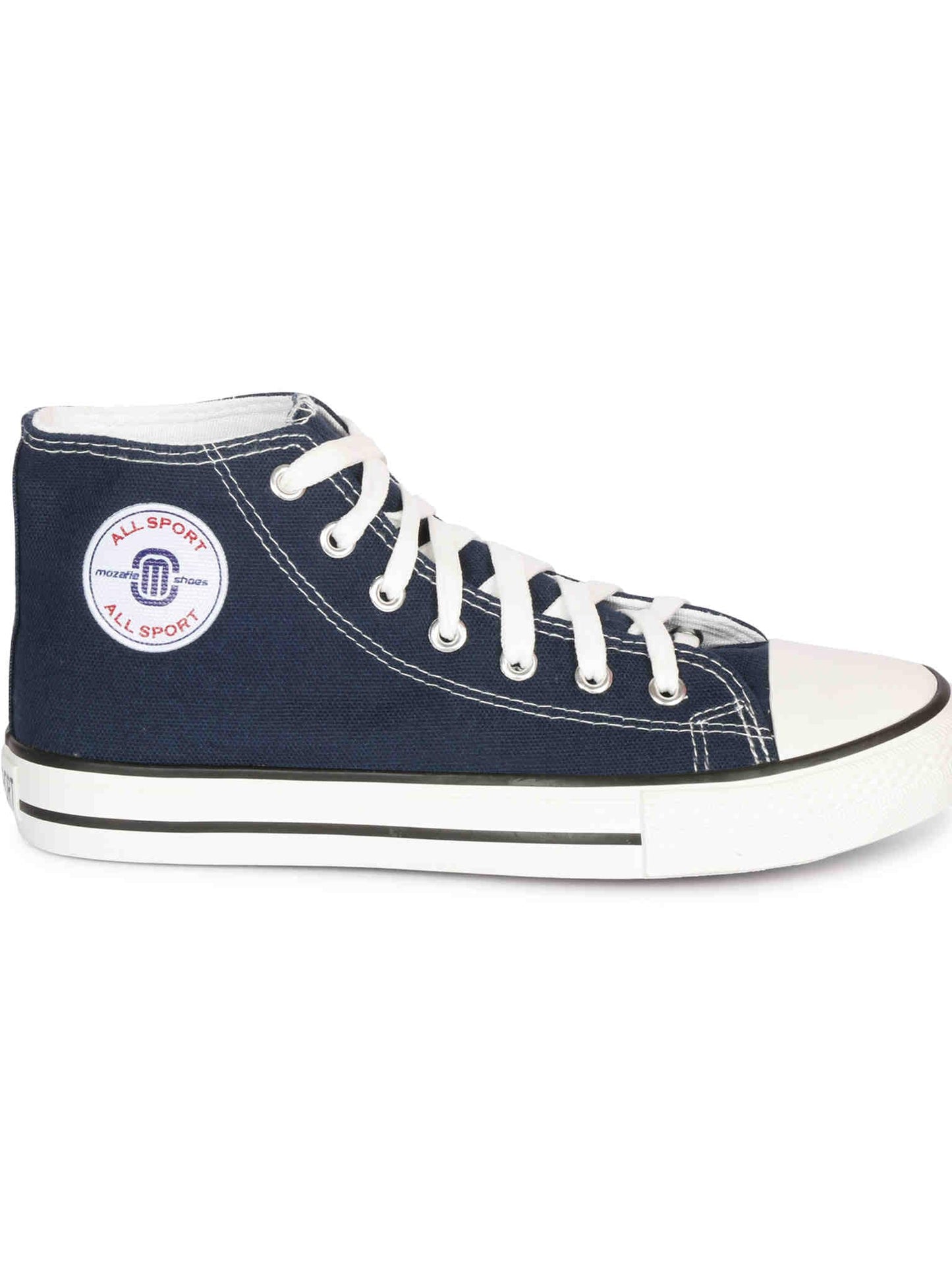 MOZAFIA Comfortable Fashion Lace-up Sneakers with Classic High Tops Canvas Casual Shoes for Women (MZF-NW-All-Sport-Ladies-Long-Navy-5)