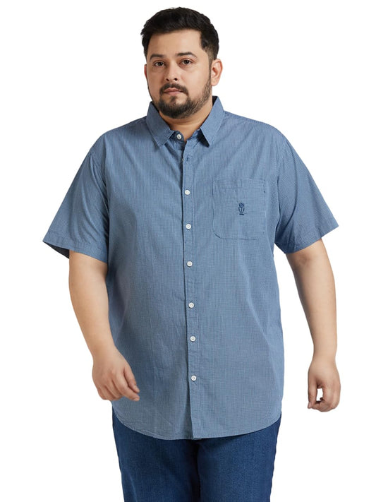 Thomas Scott Mens | Half Sleeve | Solid | Regular Fit Plus Size | 100% Cotton | Spread Collar | Casual Shirts (Available in Plus Size) (Dark Blue_6XL)
