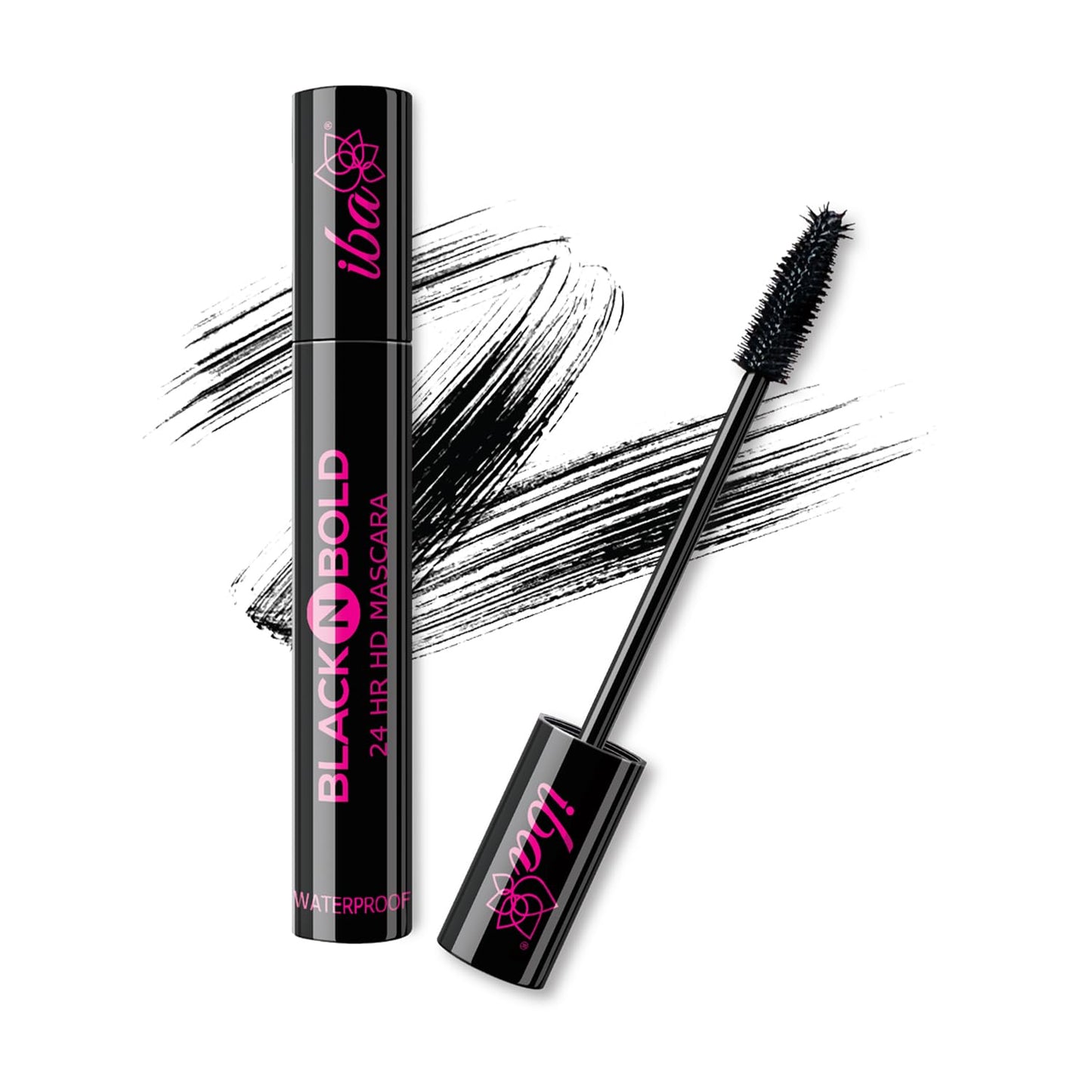 Iba Black N Bold 24 Hr Hd Mascara, Black, 8 ml | Waterproof, Lengthening, Curling, Volumising | 100% Vegan & Cruelty Free