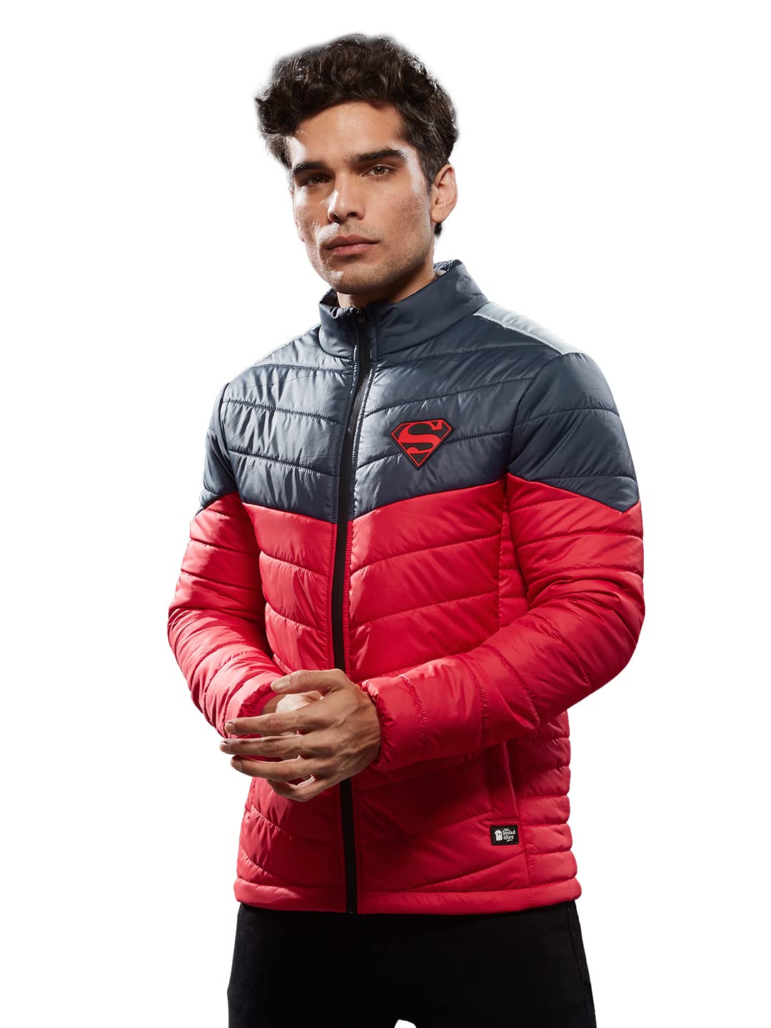 The Souled Store Mens & Boys 100% Cotton Official SupermanLogo Multicolored Printed Puffer Jackets (Medium)