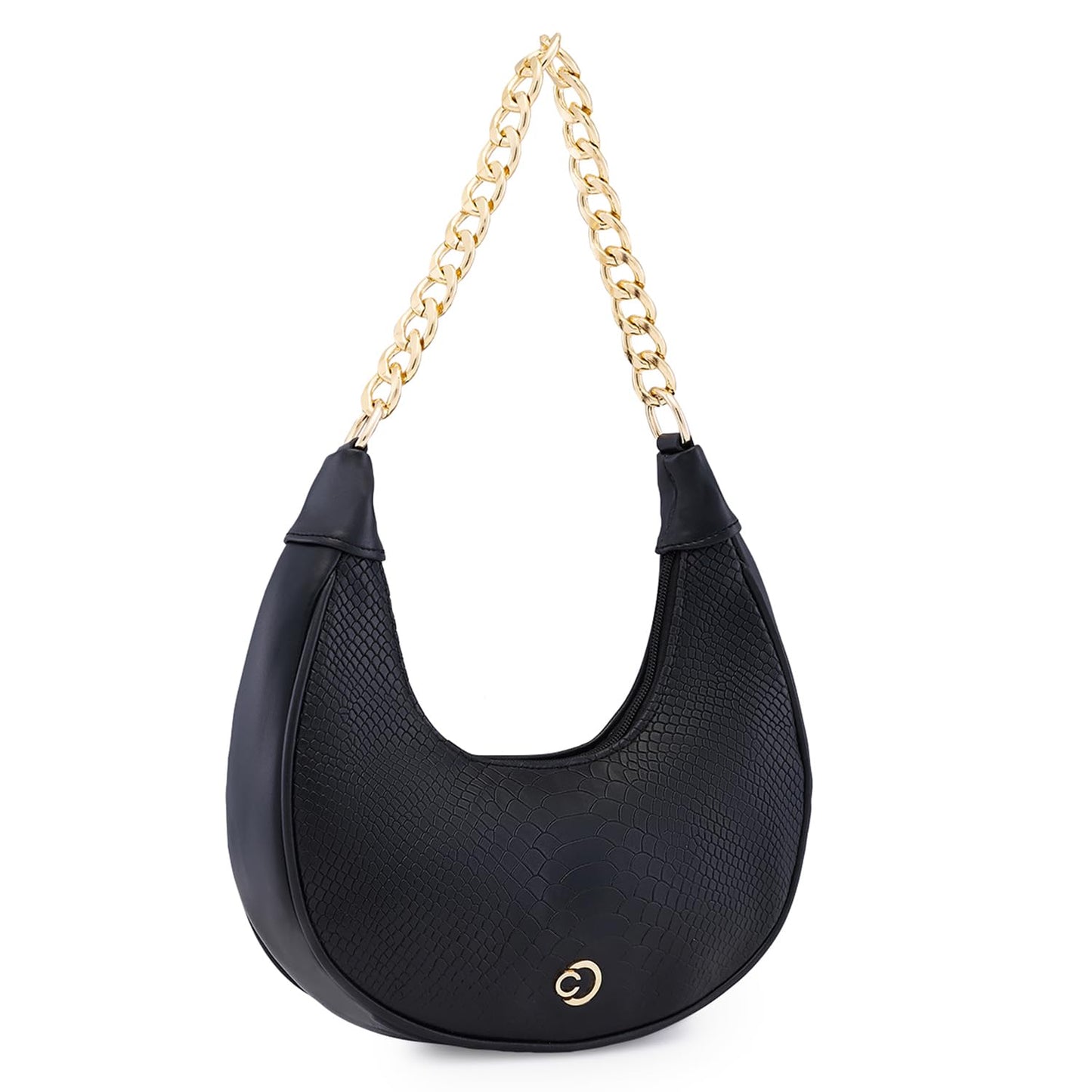 Caprese Kreya Hobo, Black-Small | Stylish Shoulder Bag for Women | Spacious Compartment | Perfect for Casual & Daily Use