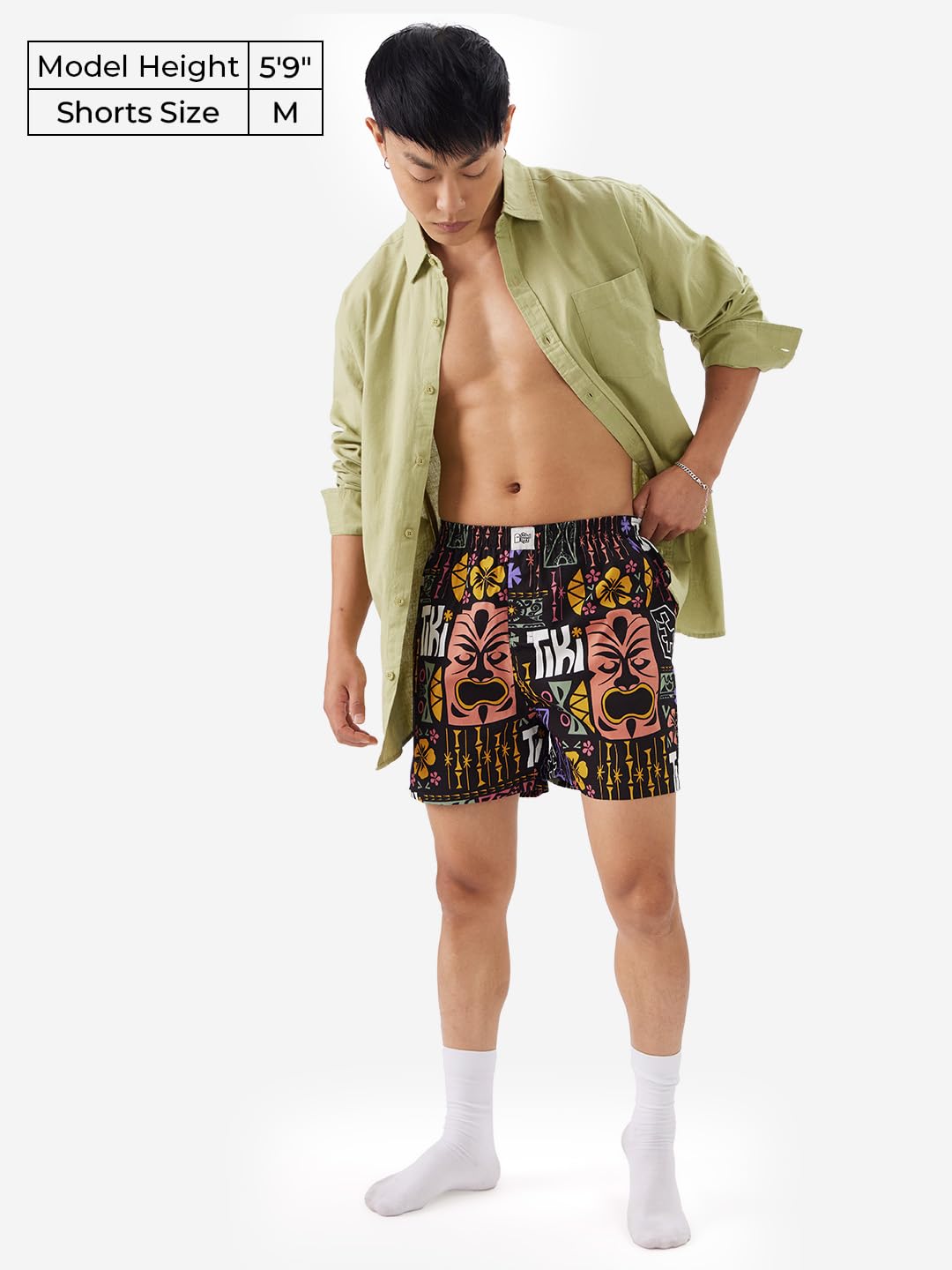 The Souled Store Tiki-Taka Men and Boys Elasticated Black All Over Printed Cotton Boxer Shorts