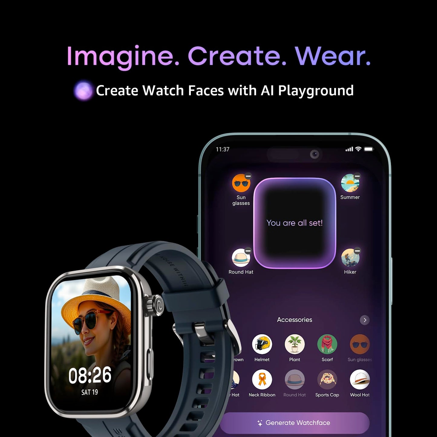 Noise Pro 6 Max Smart Watch:Intelligent AI, Endless AI Watch Faces, AI Companion, 1.96” AMOLED, Stainless Steel Build, Built-in GPS, 5 ATM, EN2 Processor, for iOS & Android(Chrome Black)