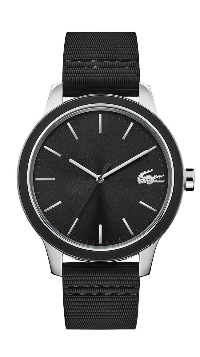 Lacoste Lacoste.12.12 Qtz Basic Black Round Dial Men's Watch|Black Silicone Material|Black Color Band - 2011087