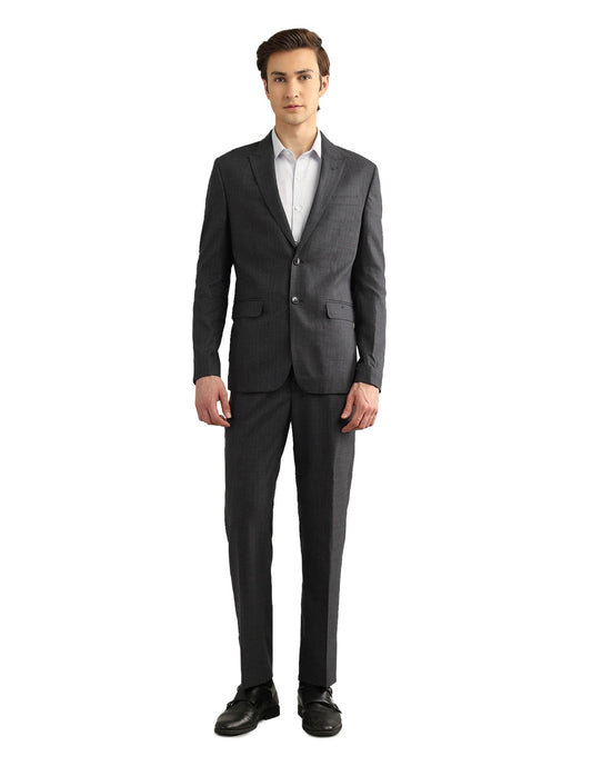 Arrow Men's Vertical Striped Tailored Fit Suit Dark Grey